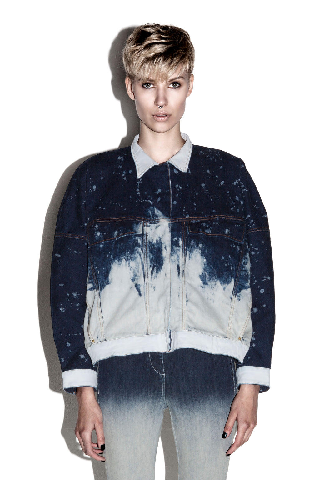 Dip dye eighties concept fit denim jacket