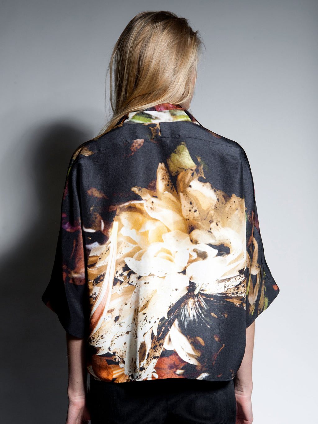 Dead flowers print silk shirt