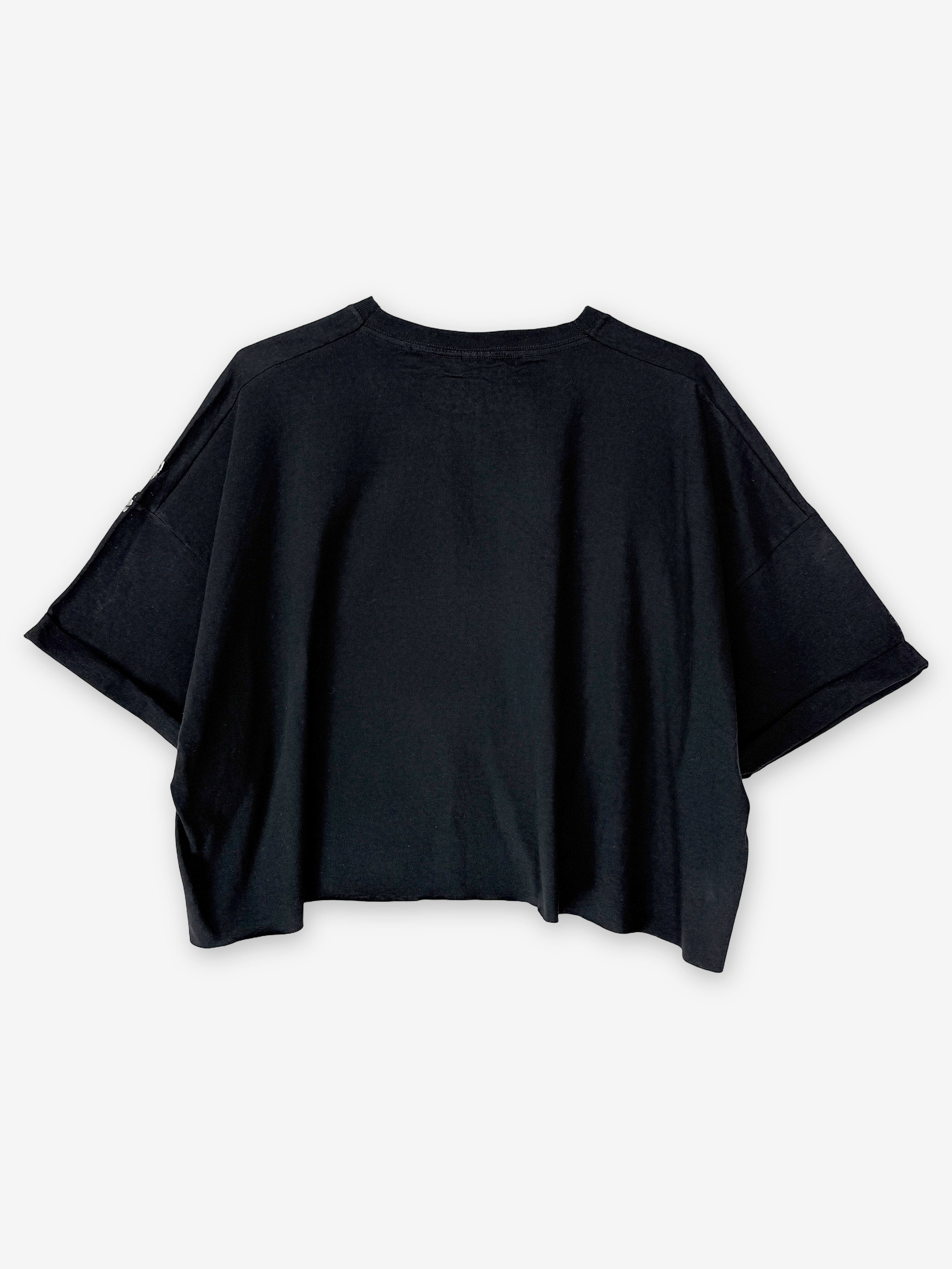 Skull print oversized T-shirt with raw edge hem