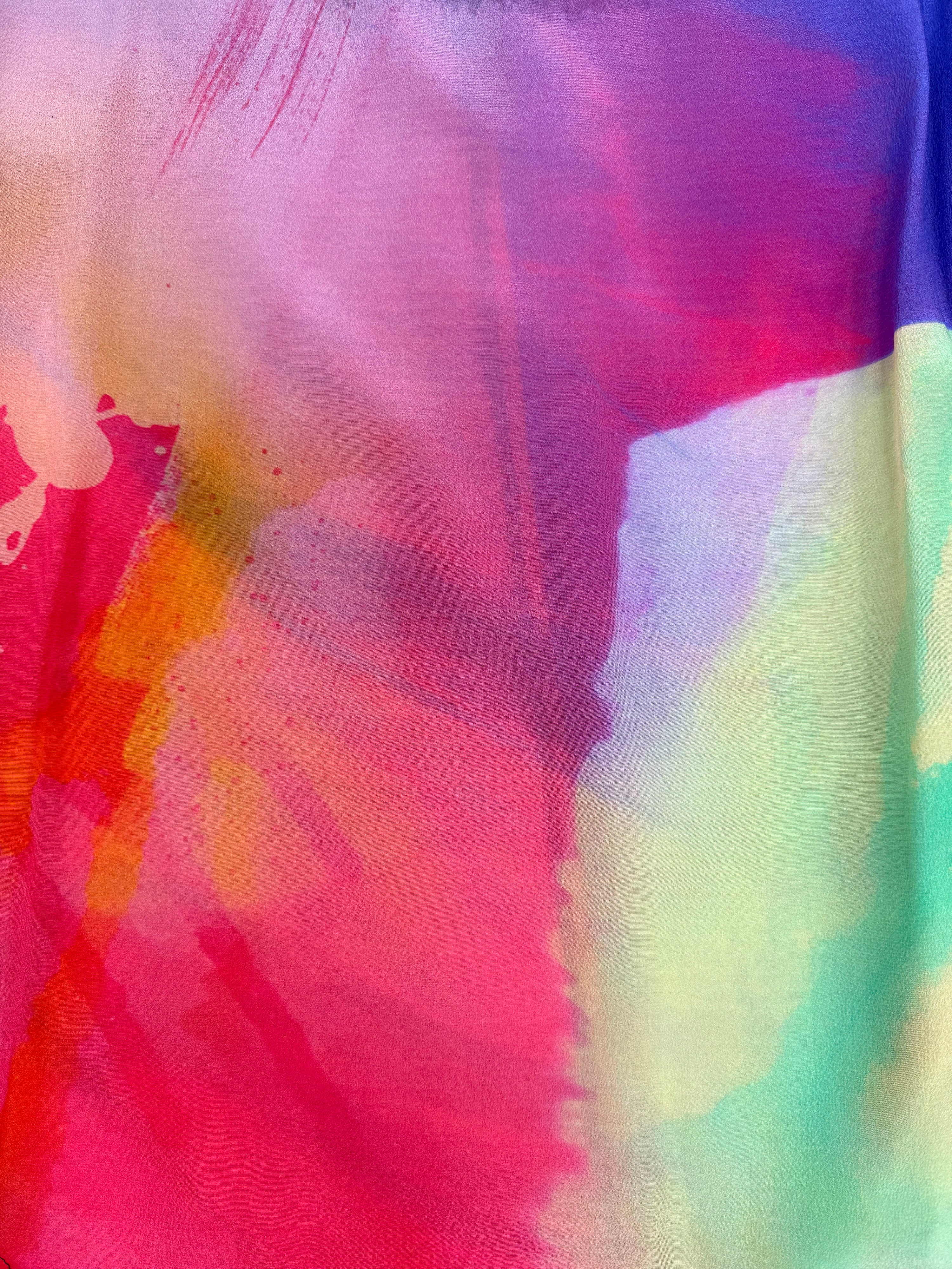 Rainbow print silk vest
