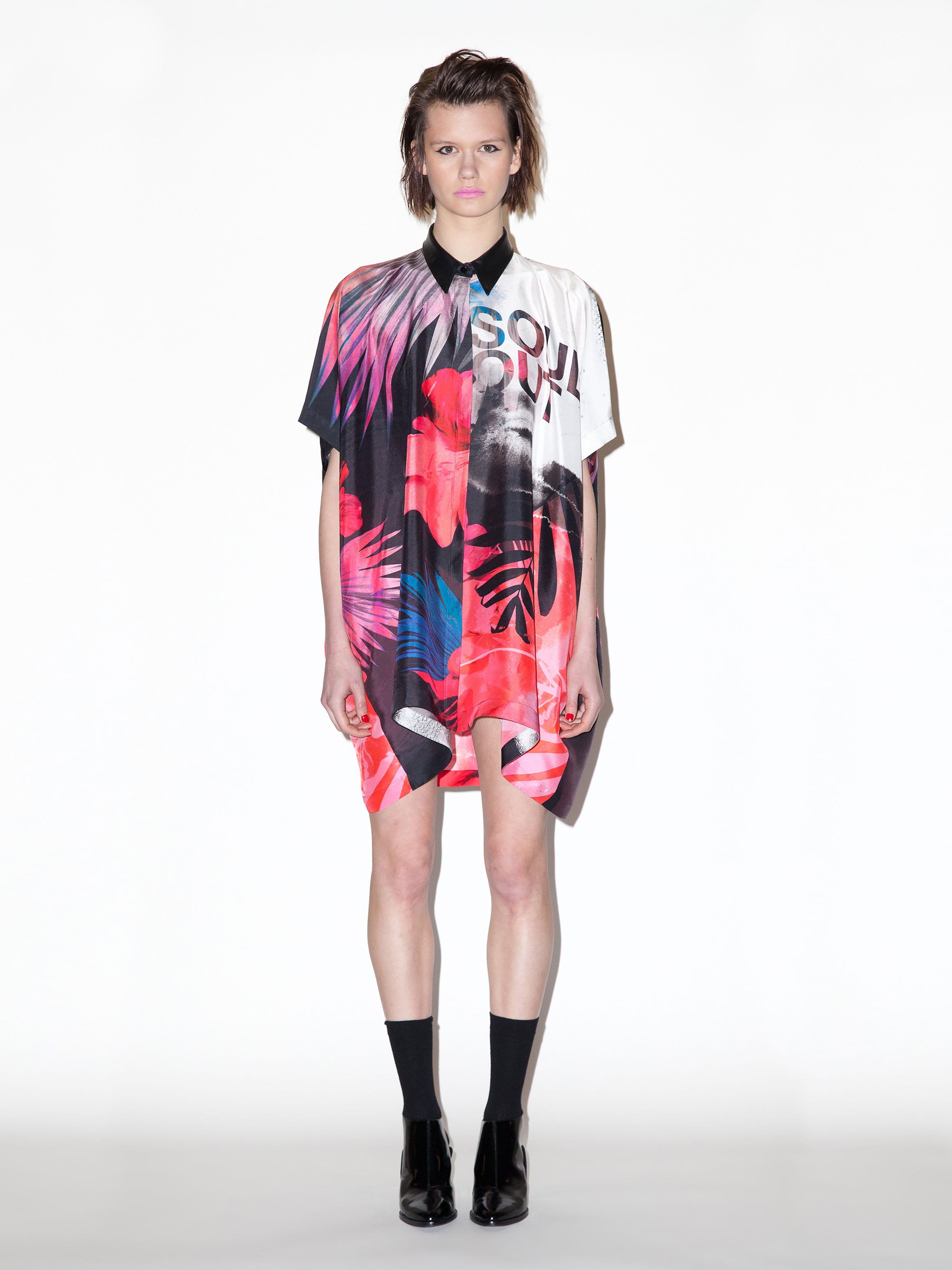 Souled out oversized silk shirt dress