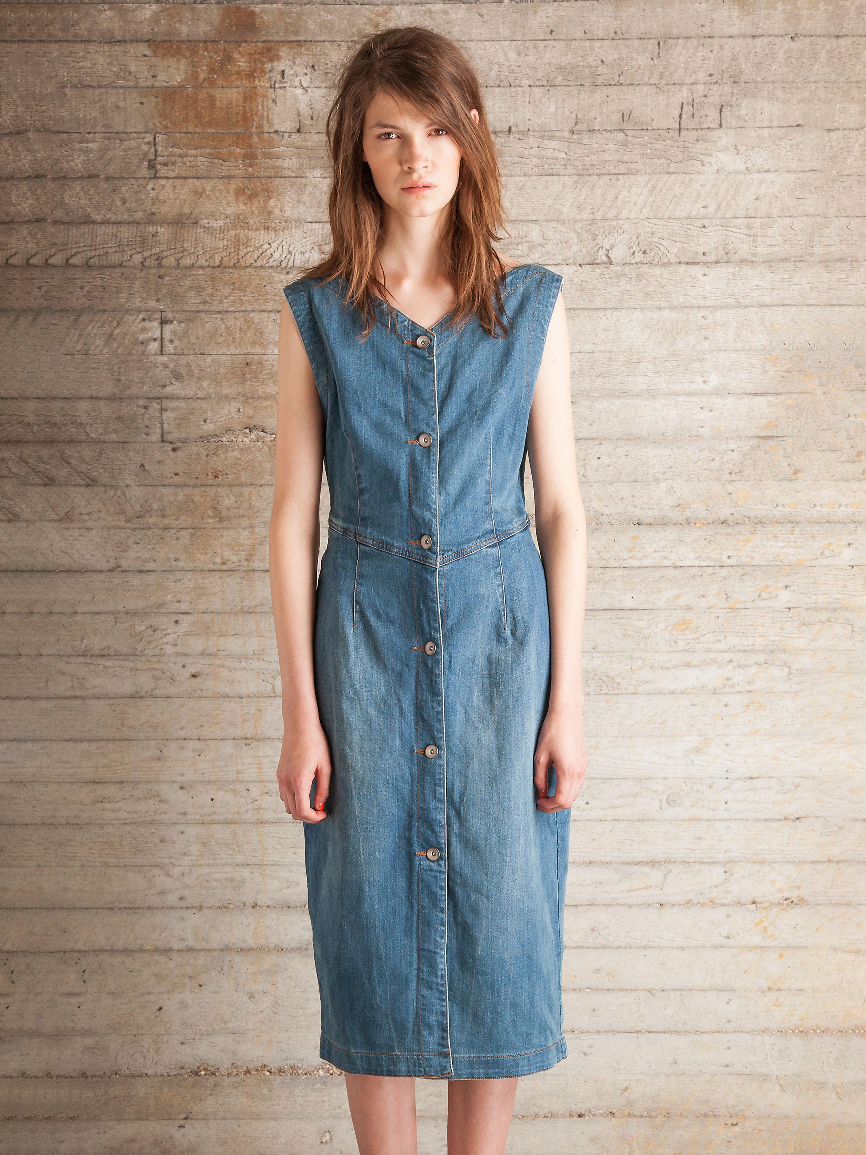 Western denim midi dress