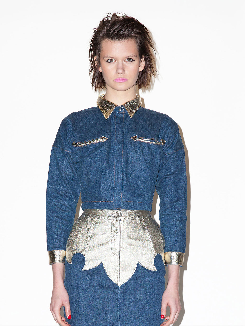 Western cropped denim shirt