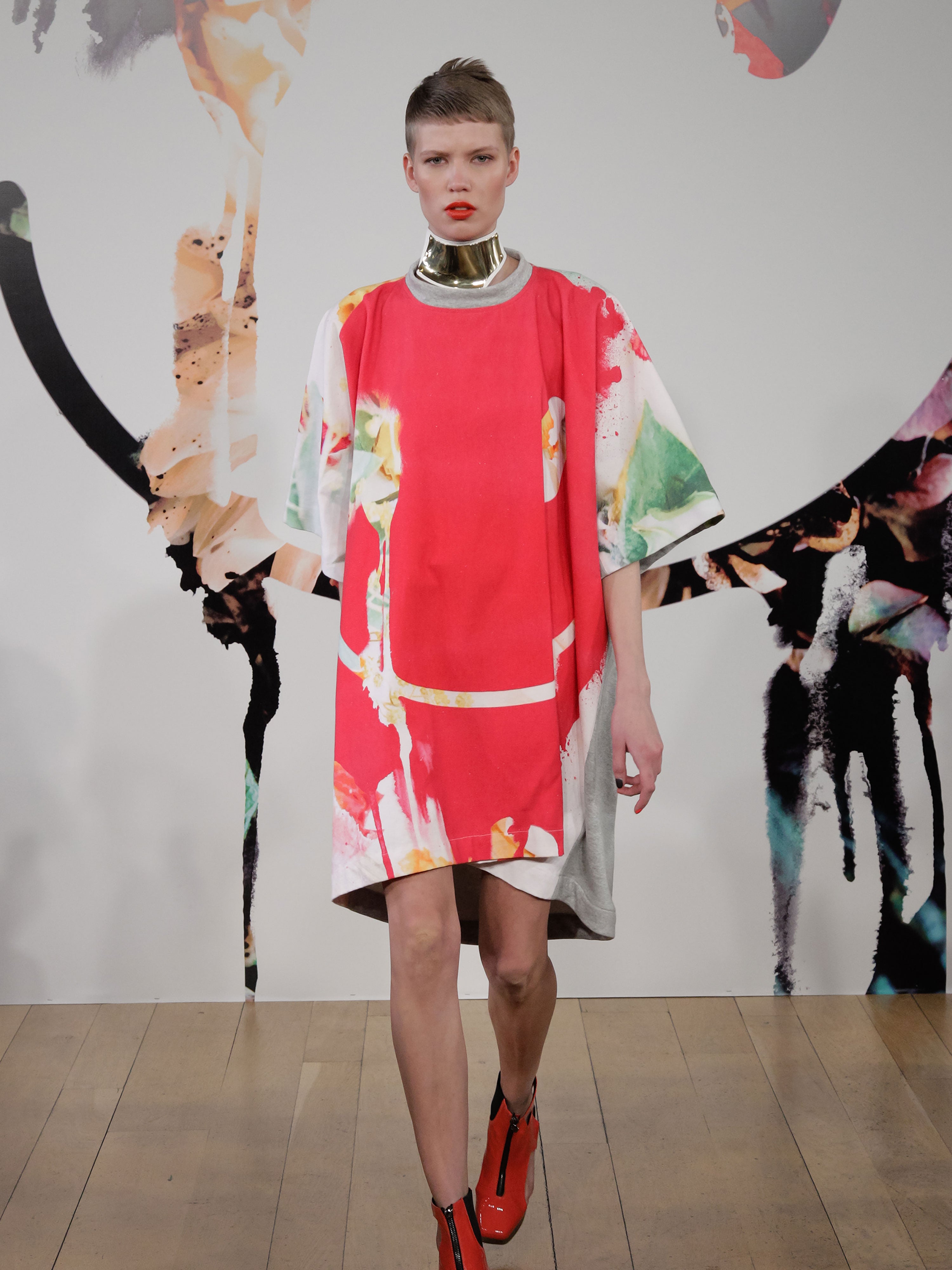 Acid face mixed media sweat dress