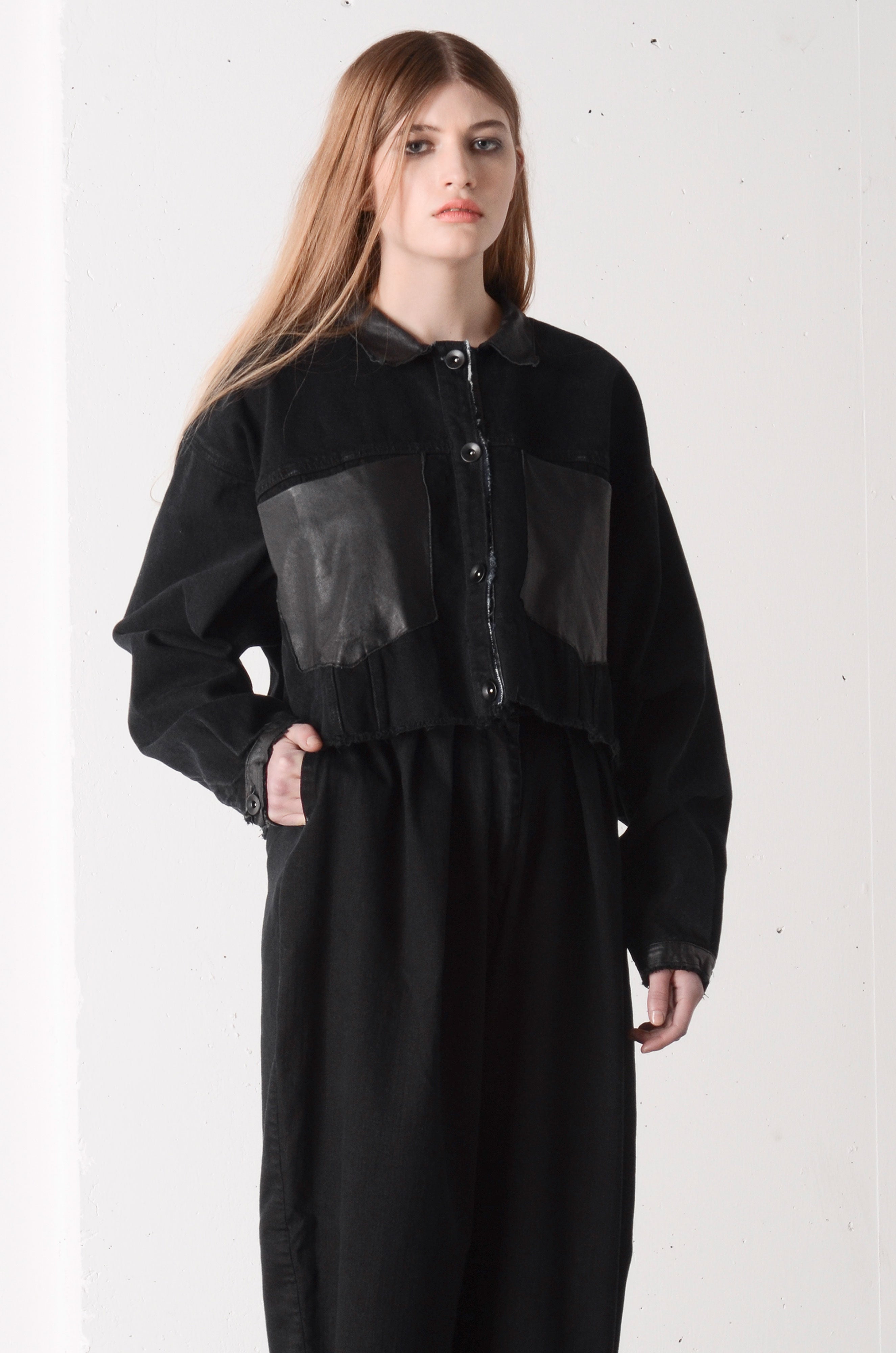 Cropped oversized denim jacket