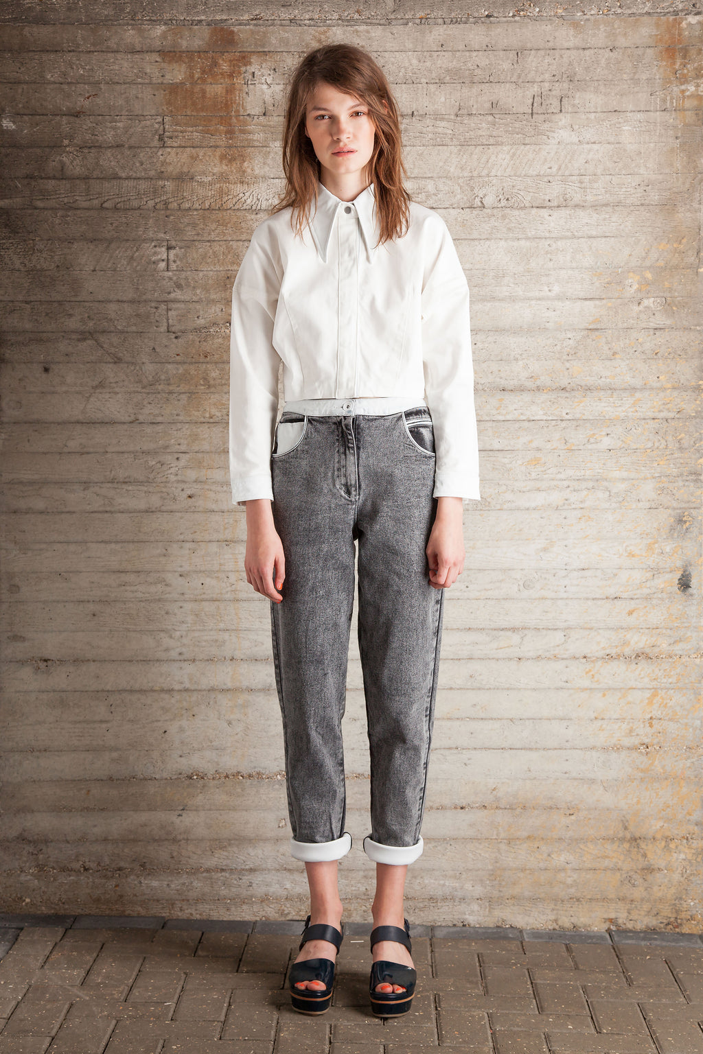 Cropped seventies Japanese denim shirt