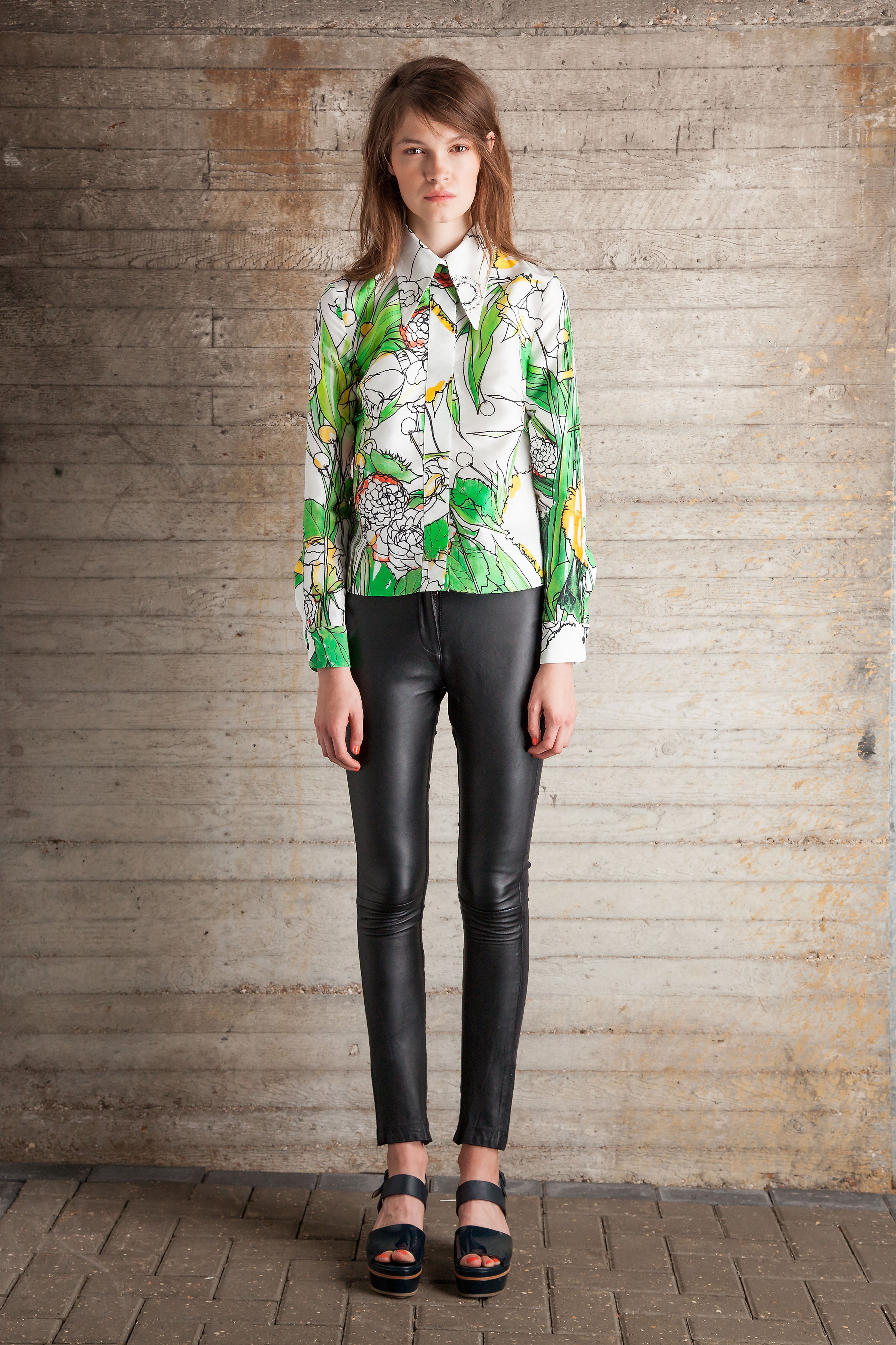 Silk marker pen cropped seventies shirt