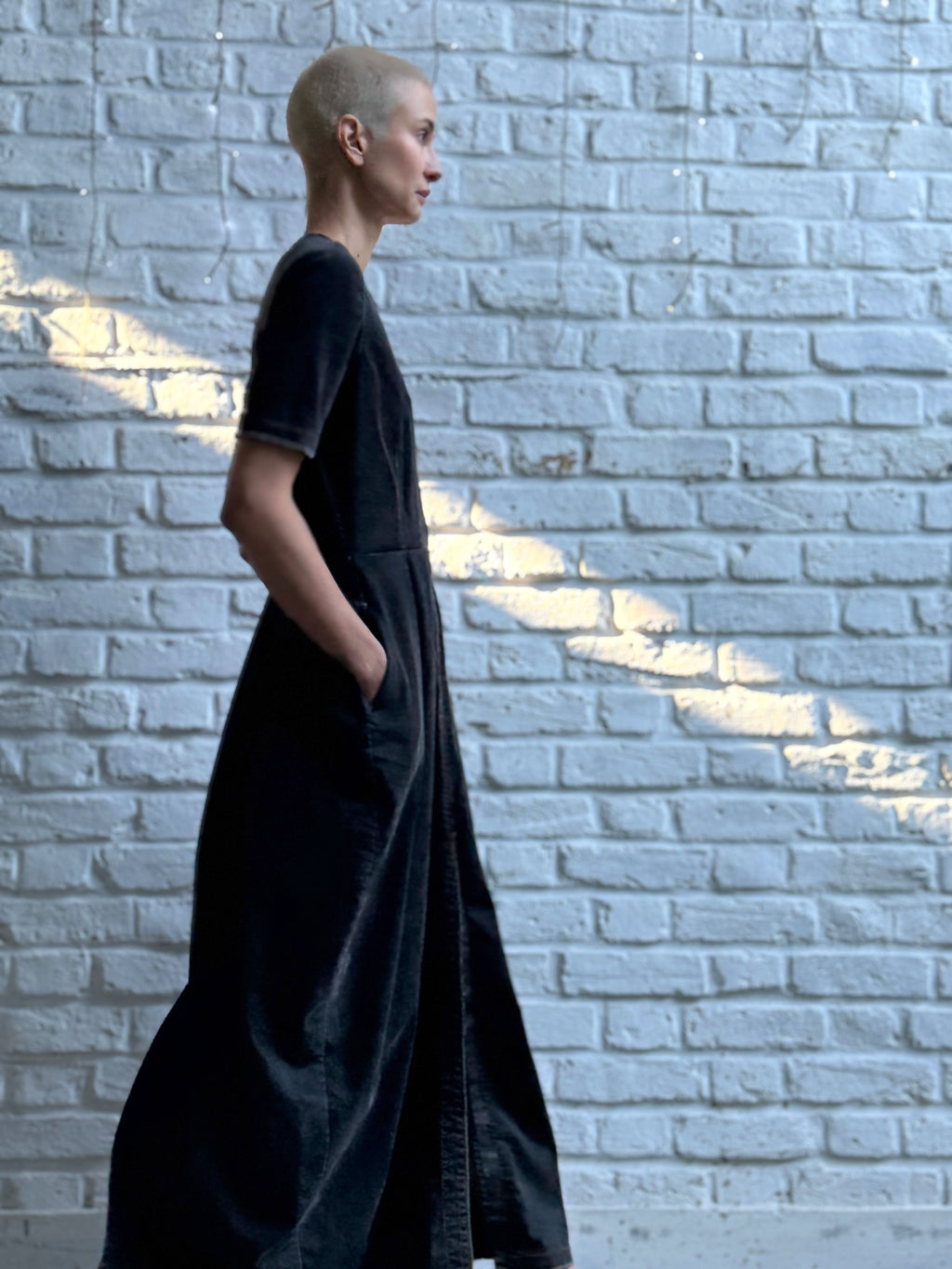 Sculpted denim maxi dress