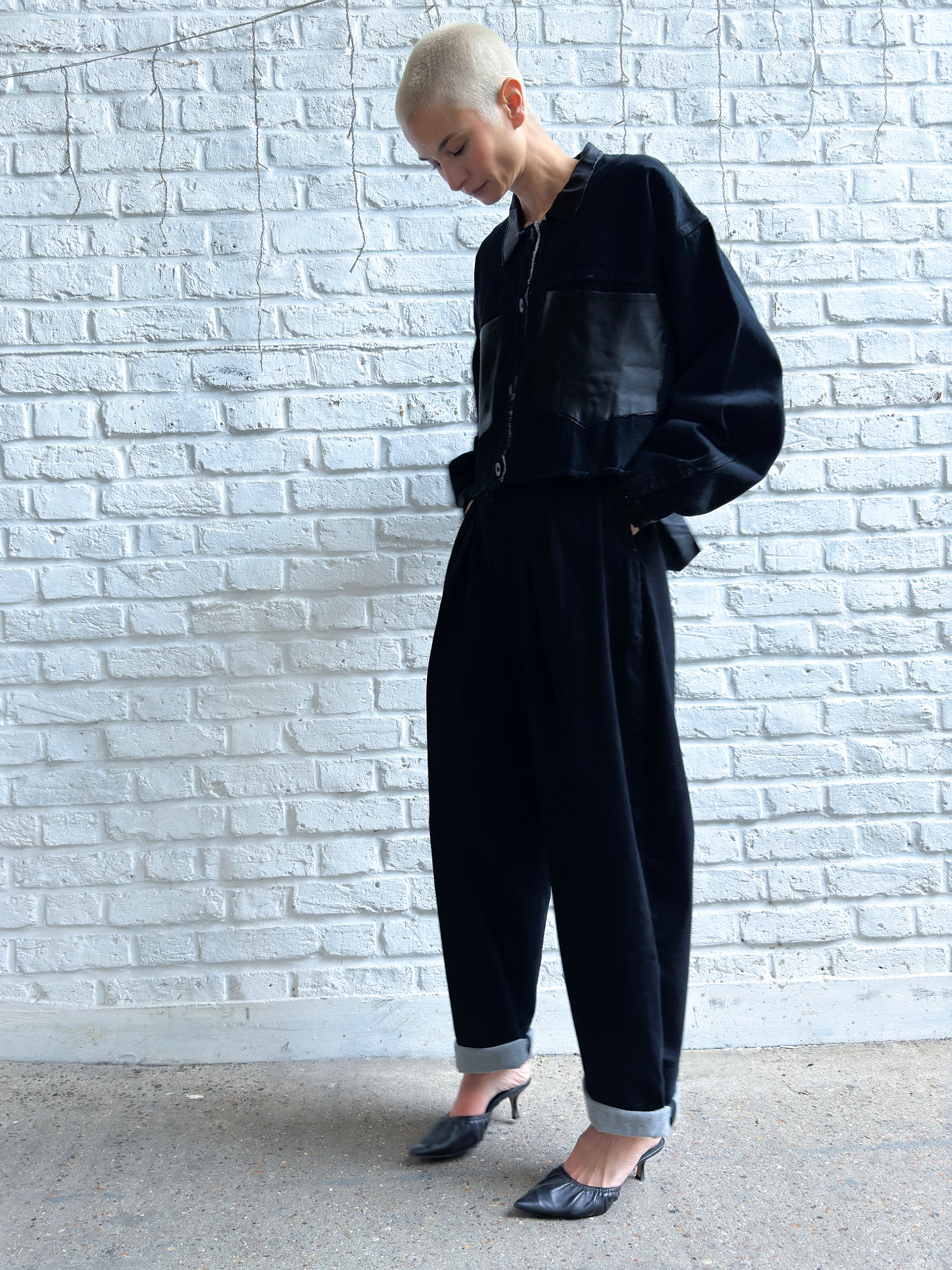 Cropped oversized denim jacket