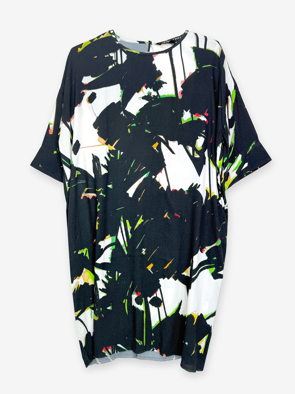 Marker pen floral drop back midi dress