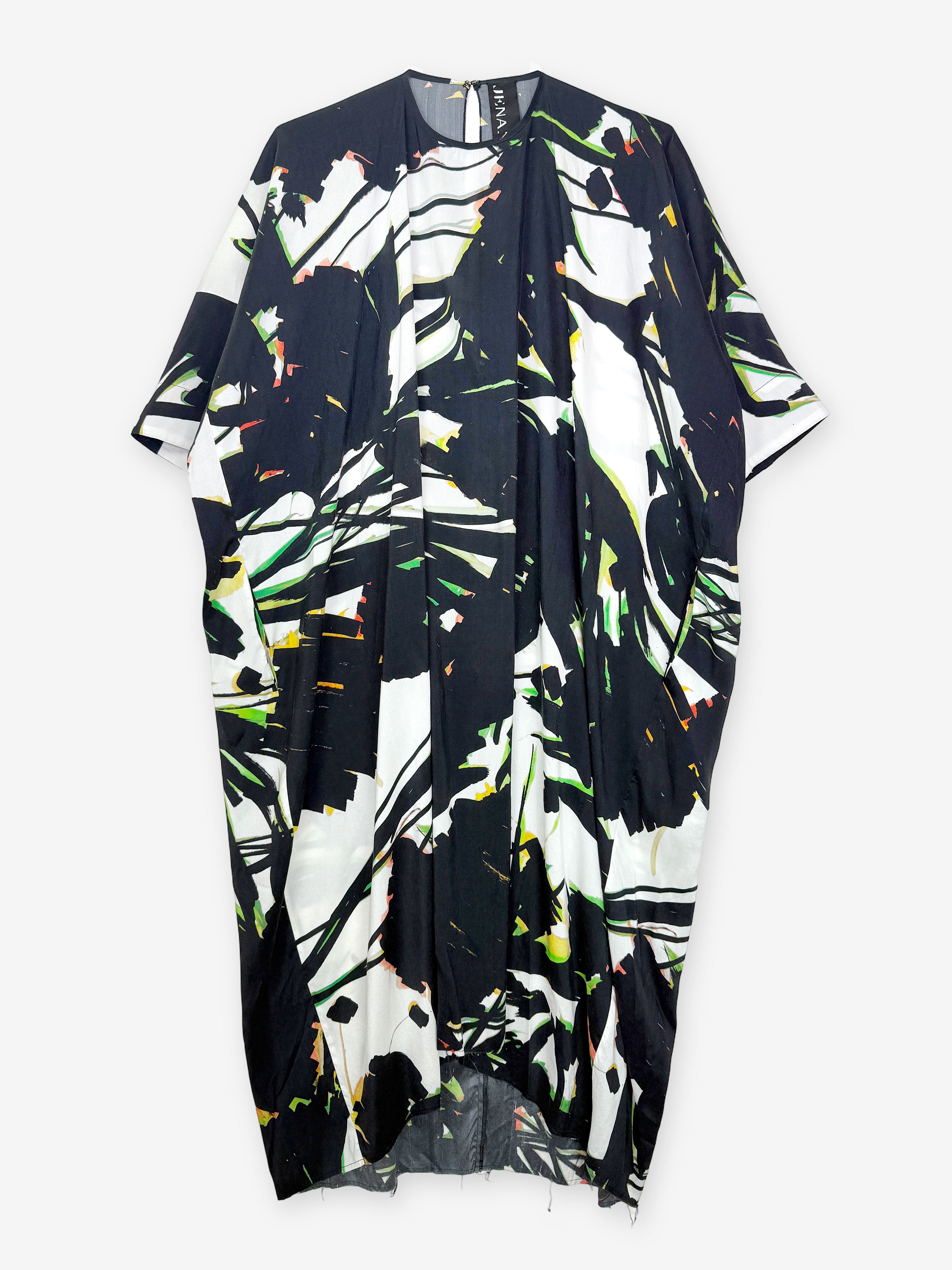 Marker pen floral silk drop back midi dress