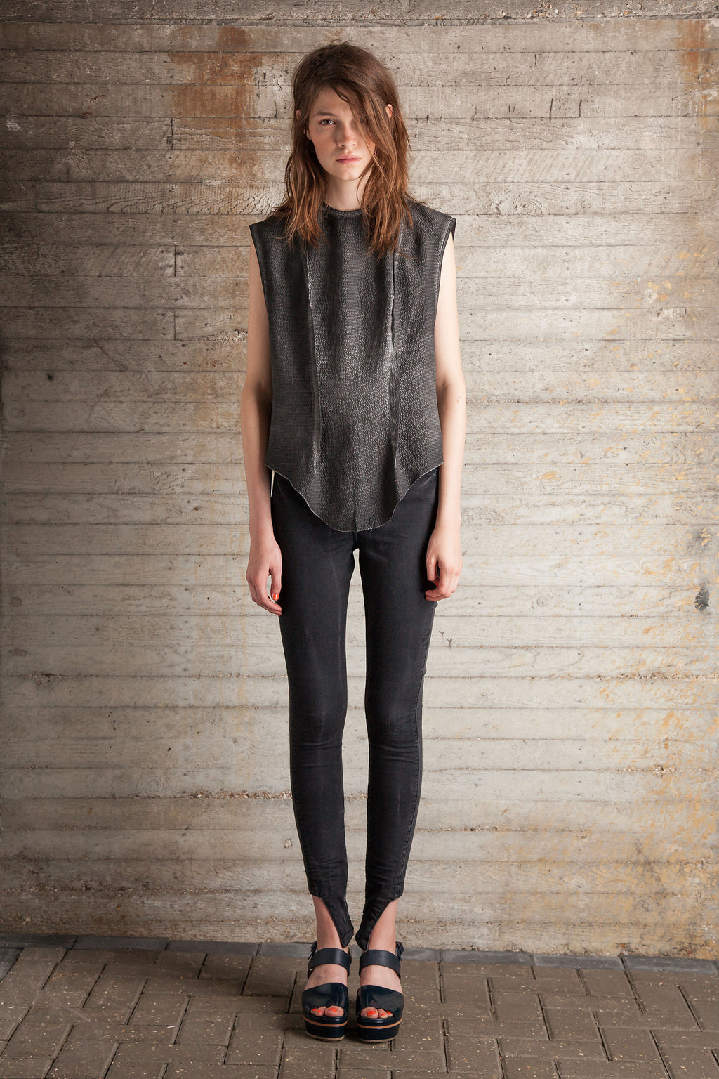 Garment dye silk deconstructed vest