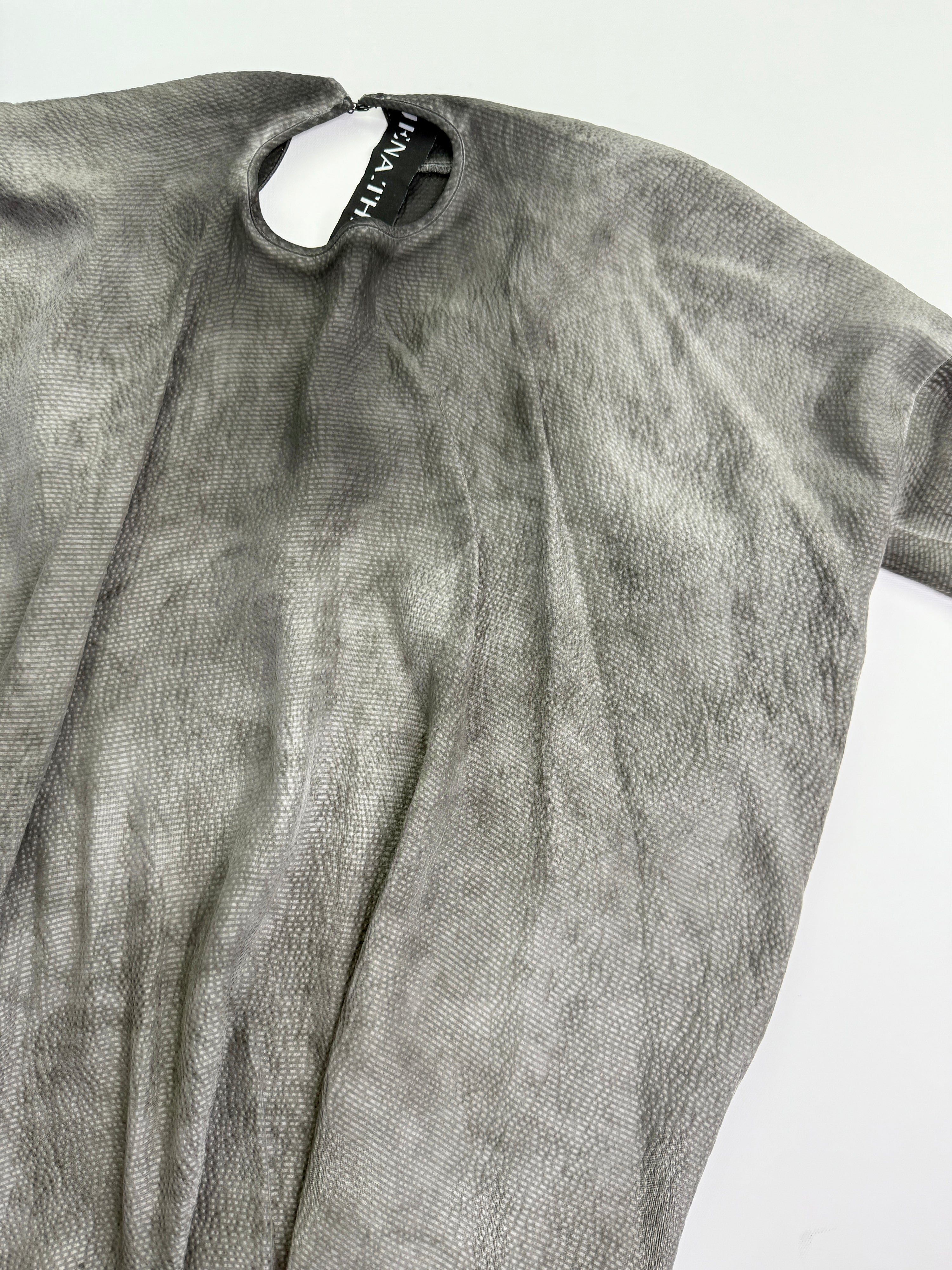 Garment dye silk deconstructed midi dress