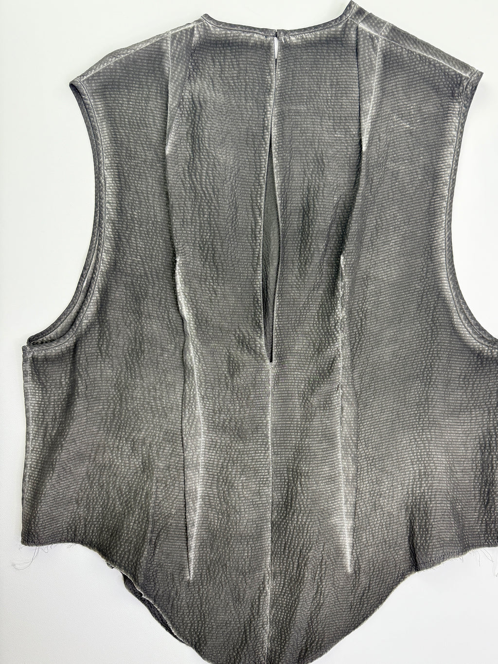 Garment dye silk deconstructed vest