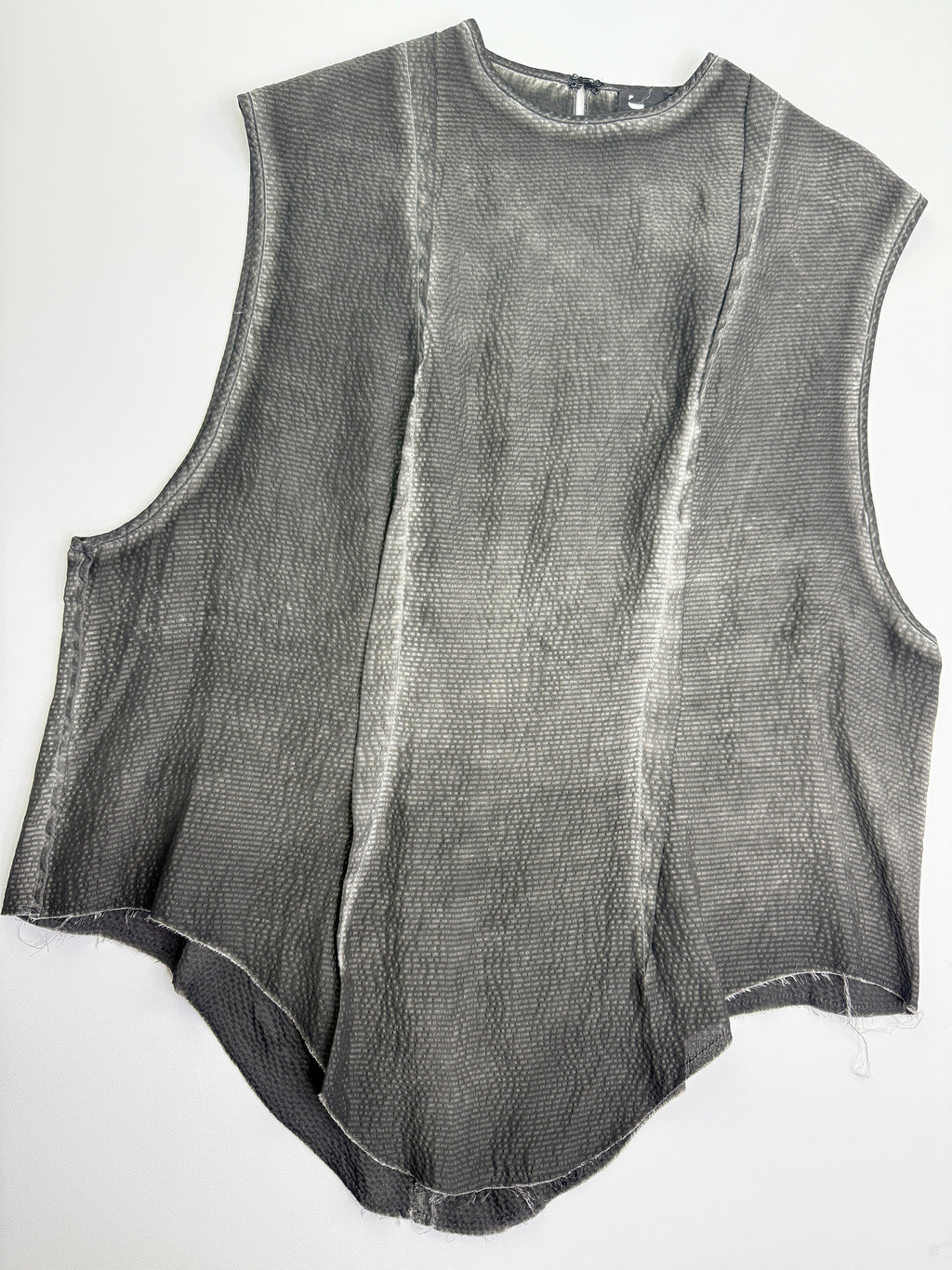 Garment dye silk deconstructed vest