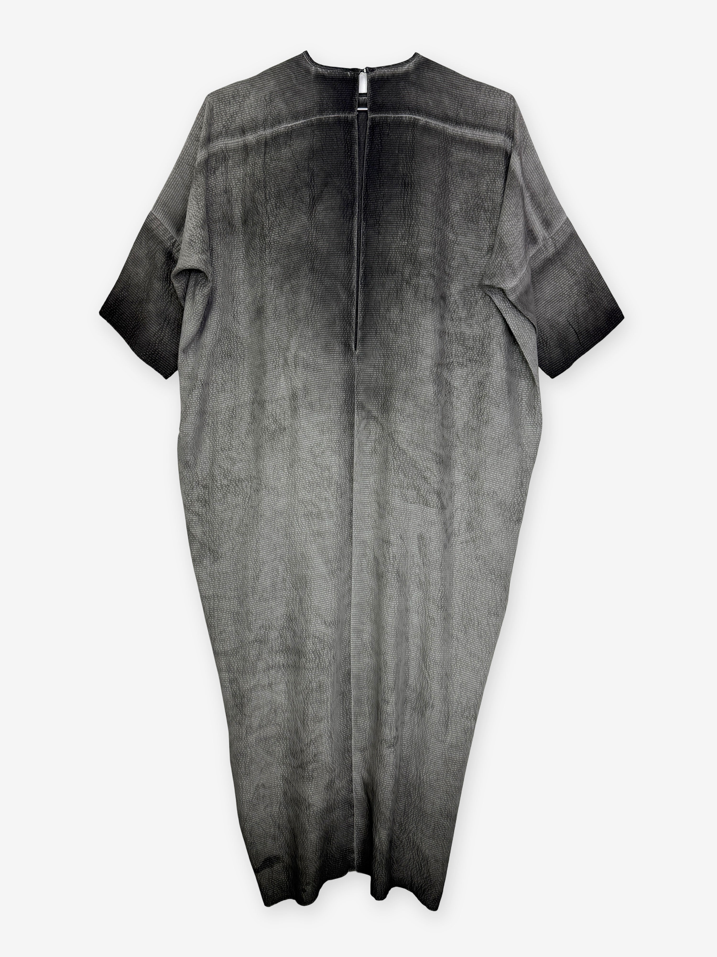 Garment dye silk deconstructed midi dress