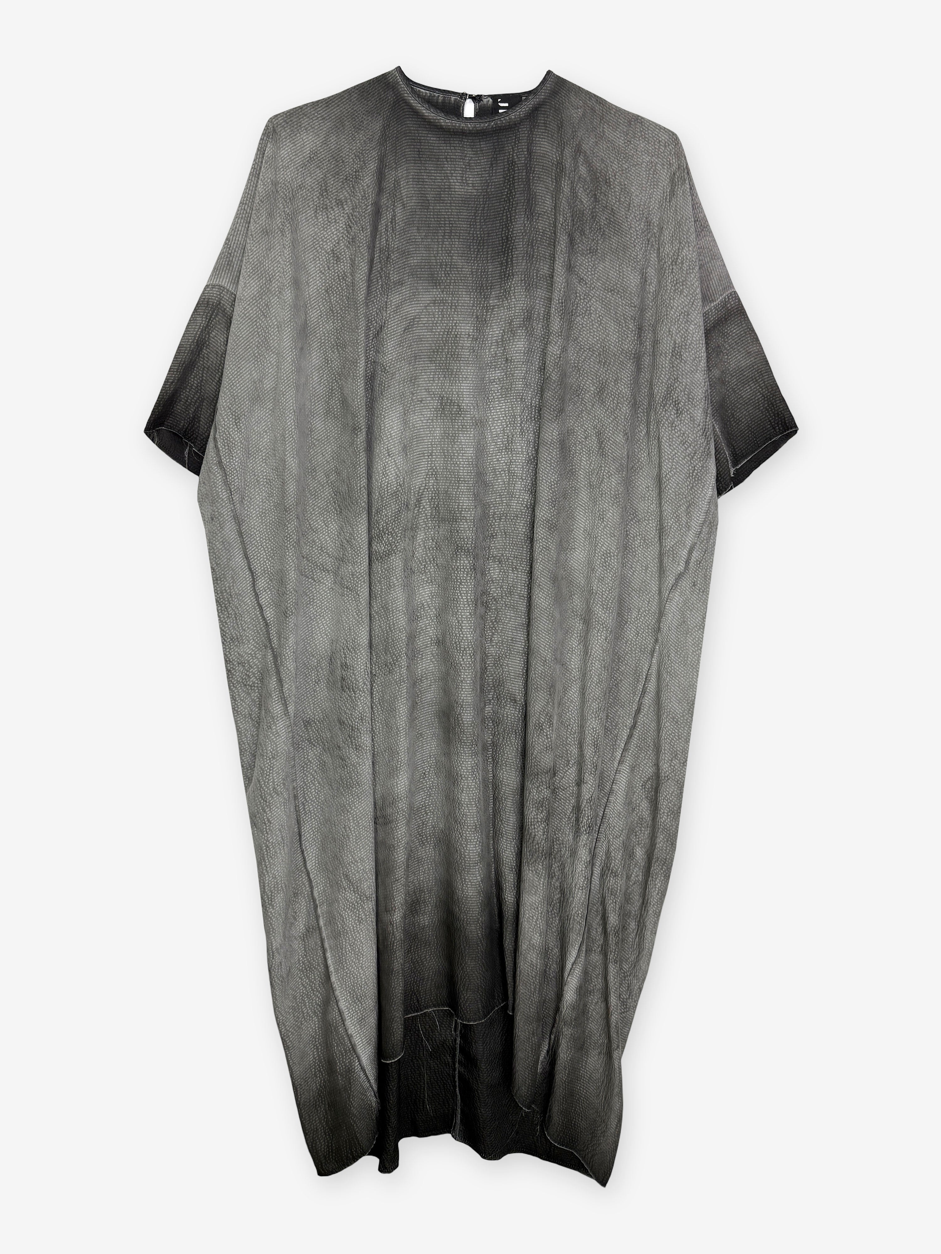 Garment dye silk deconstructed midi dress
