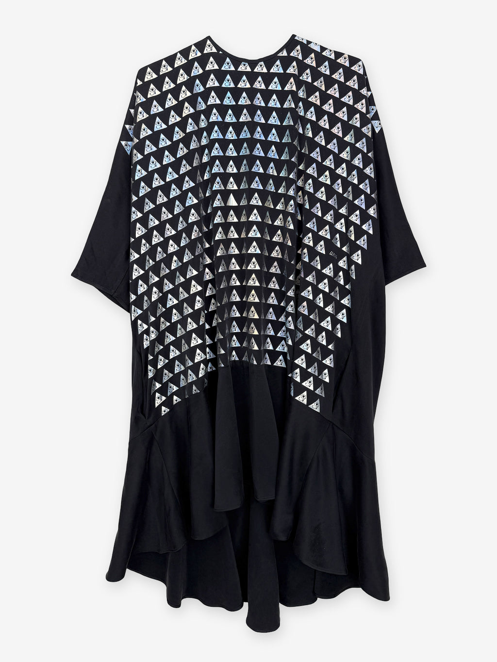 Holographic ankh print drop hem dress