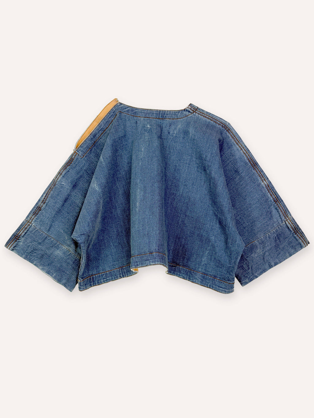 Denim split shoulder cropped T-shirt