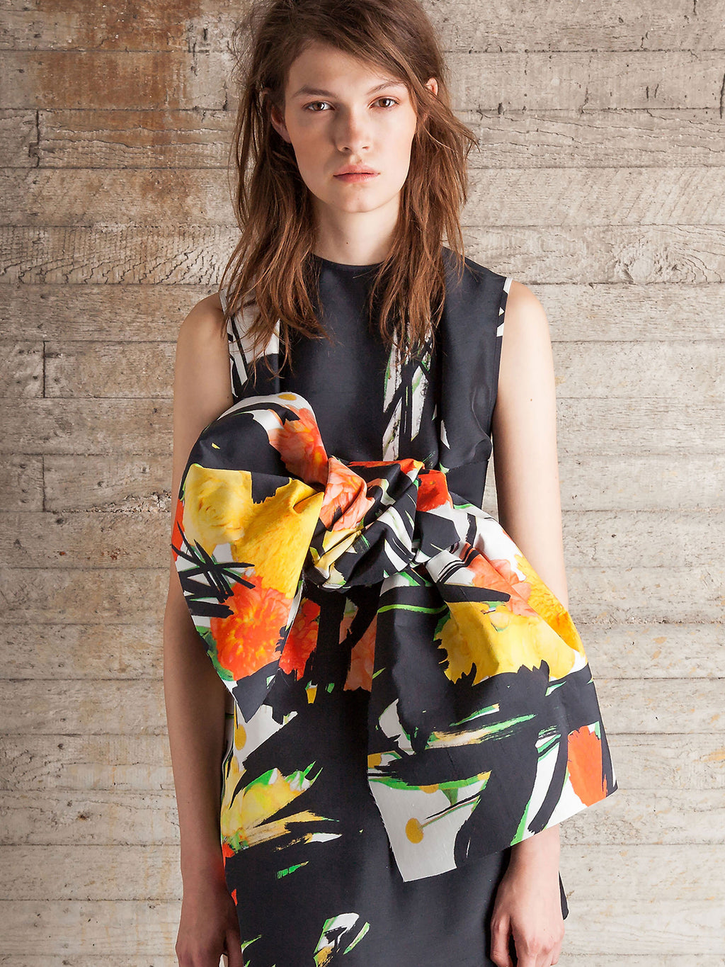 Silk marker pen flower print obi tie