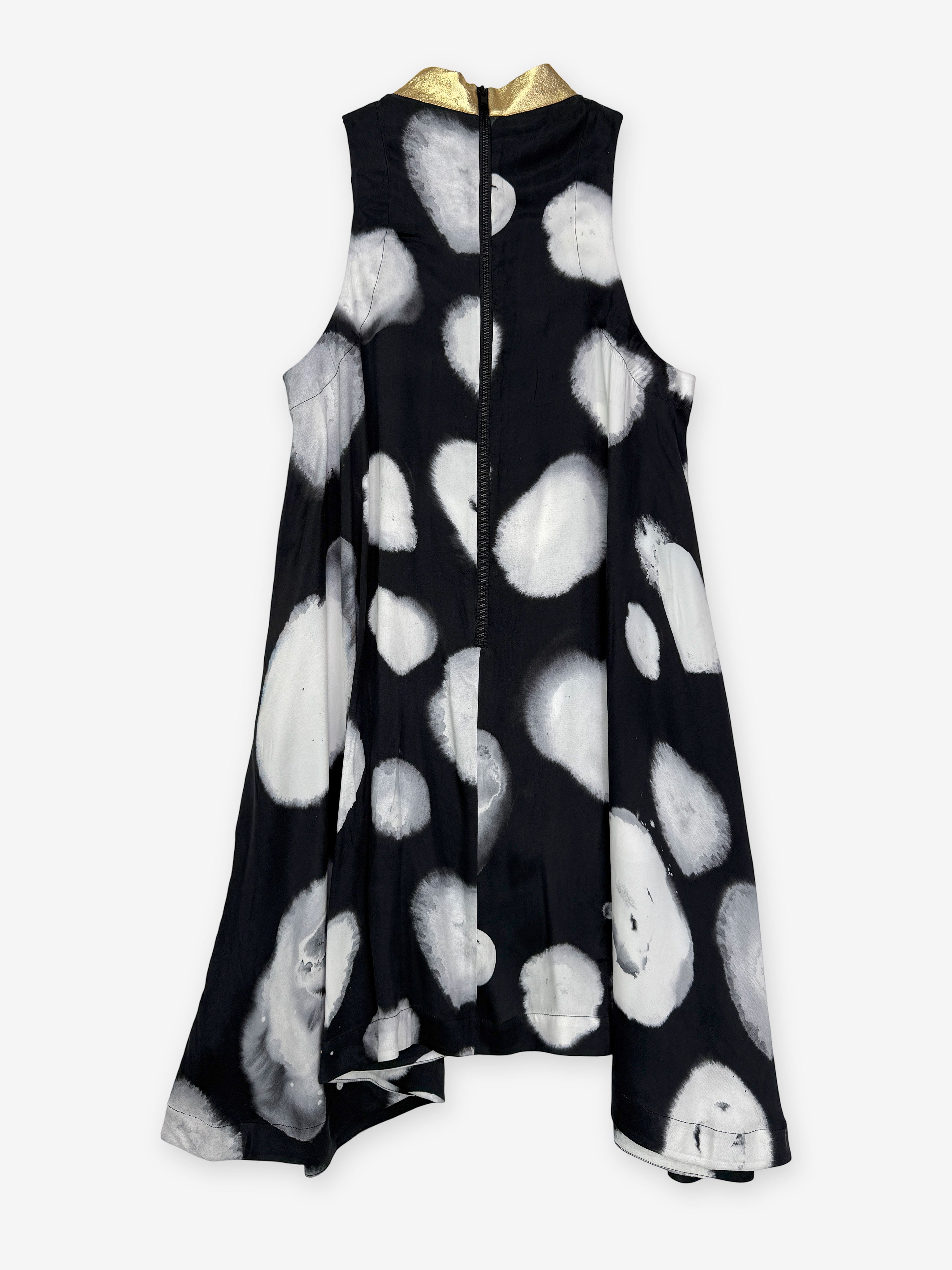 Silk polka dot swing dress