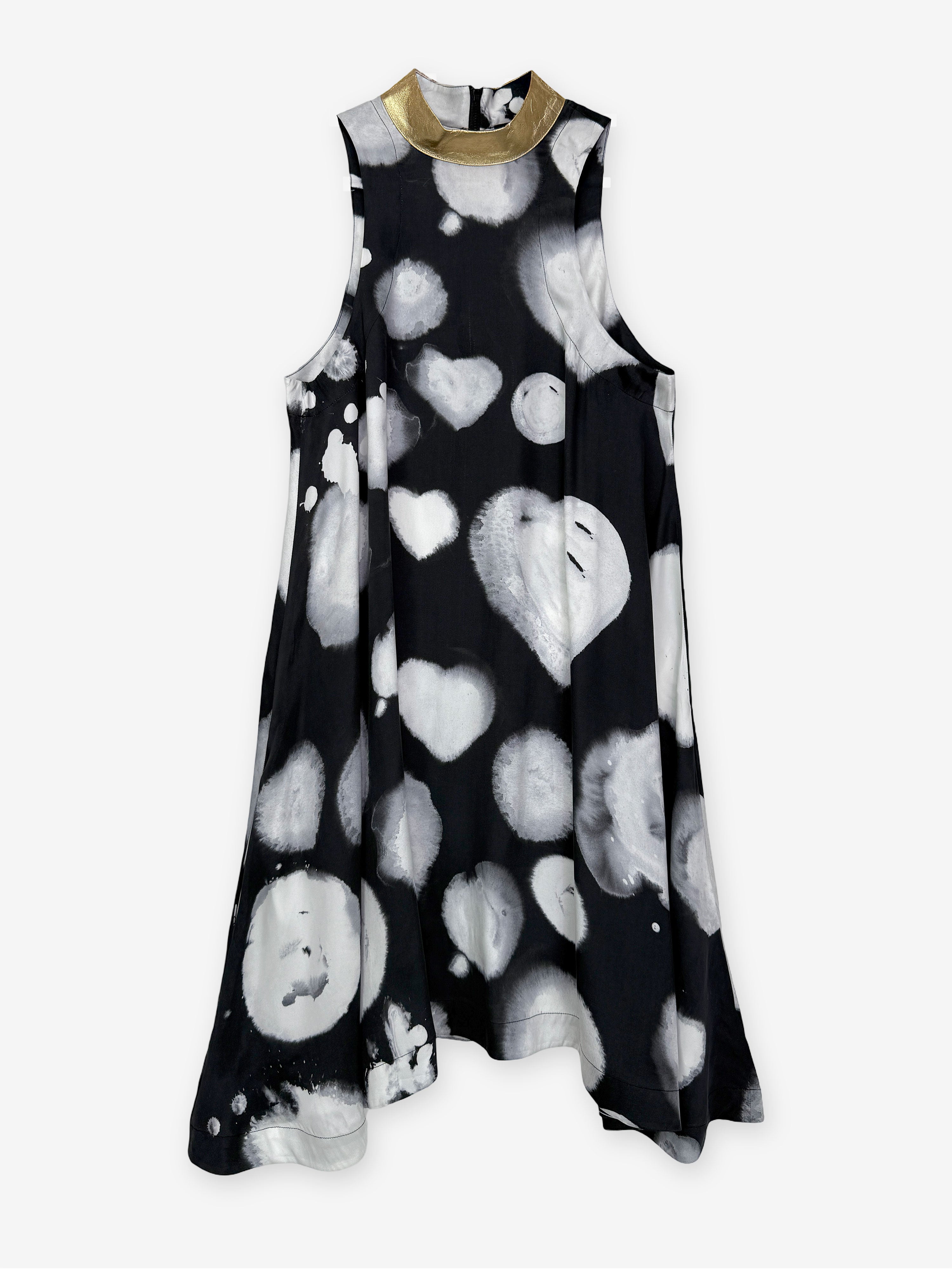 Silk polka dot swing dress
