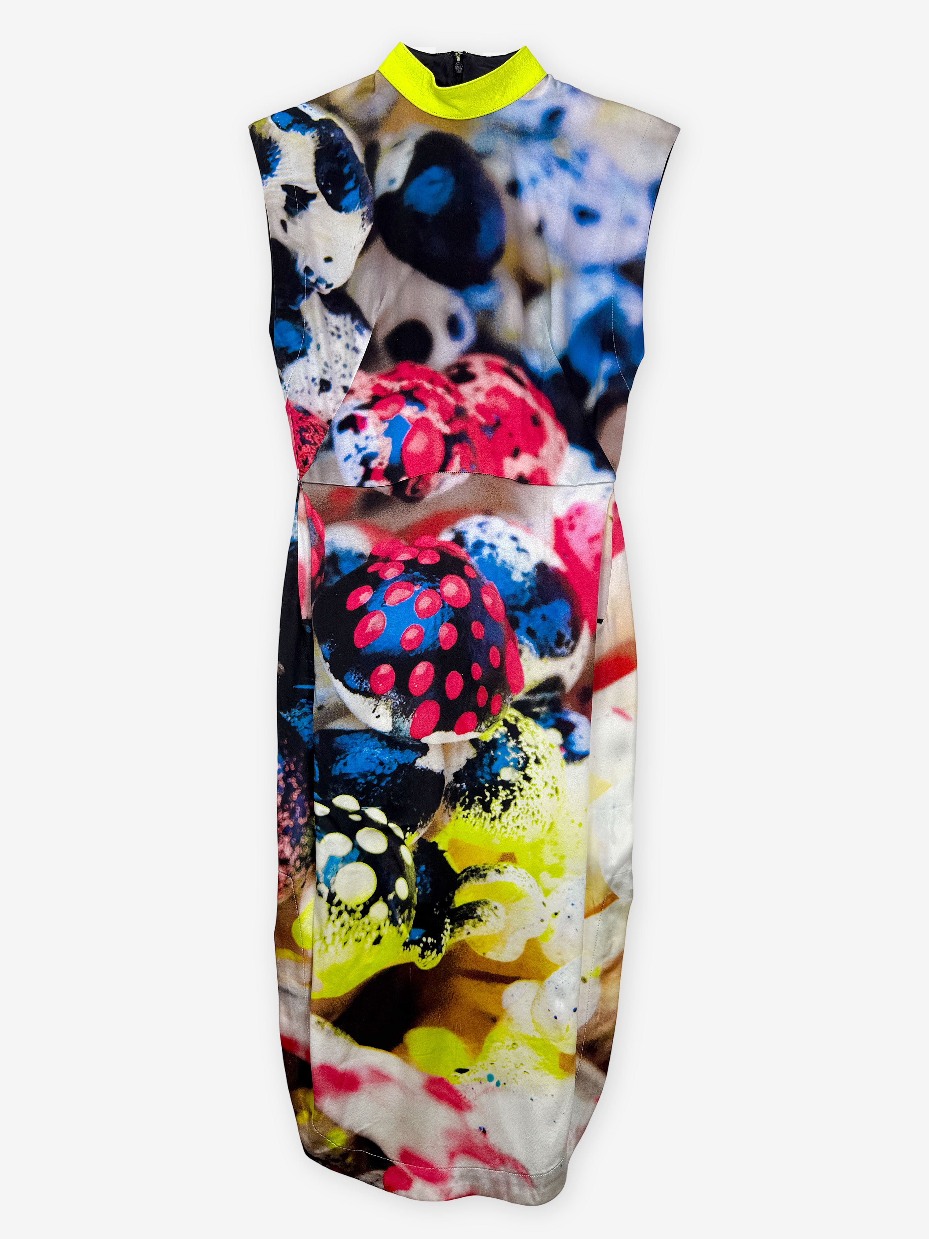Psychedelic shroom silk midi dress