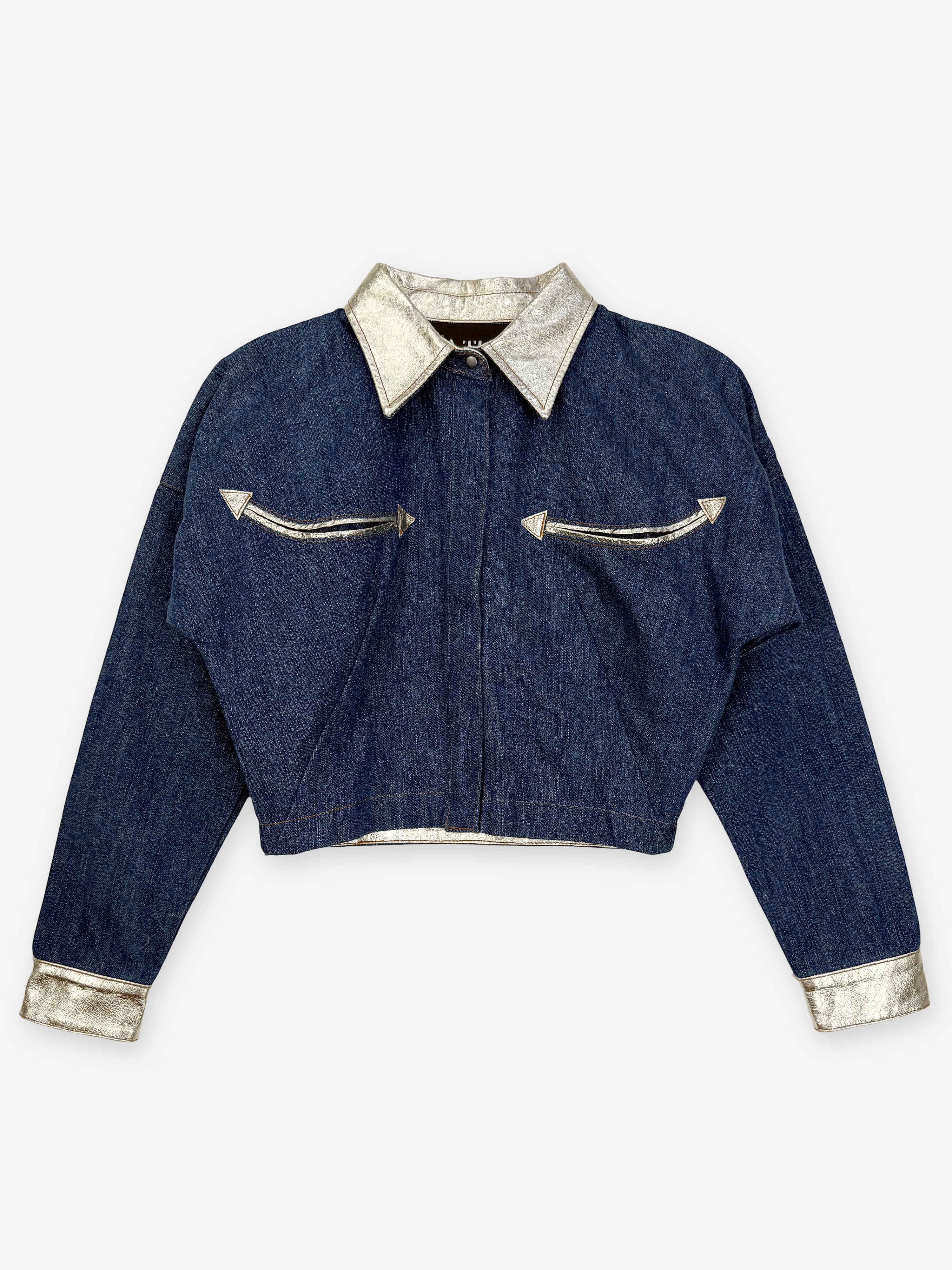 Western cropped denim shirt