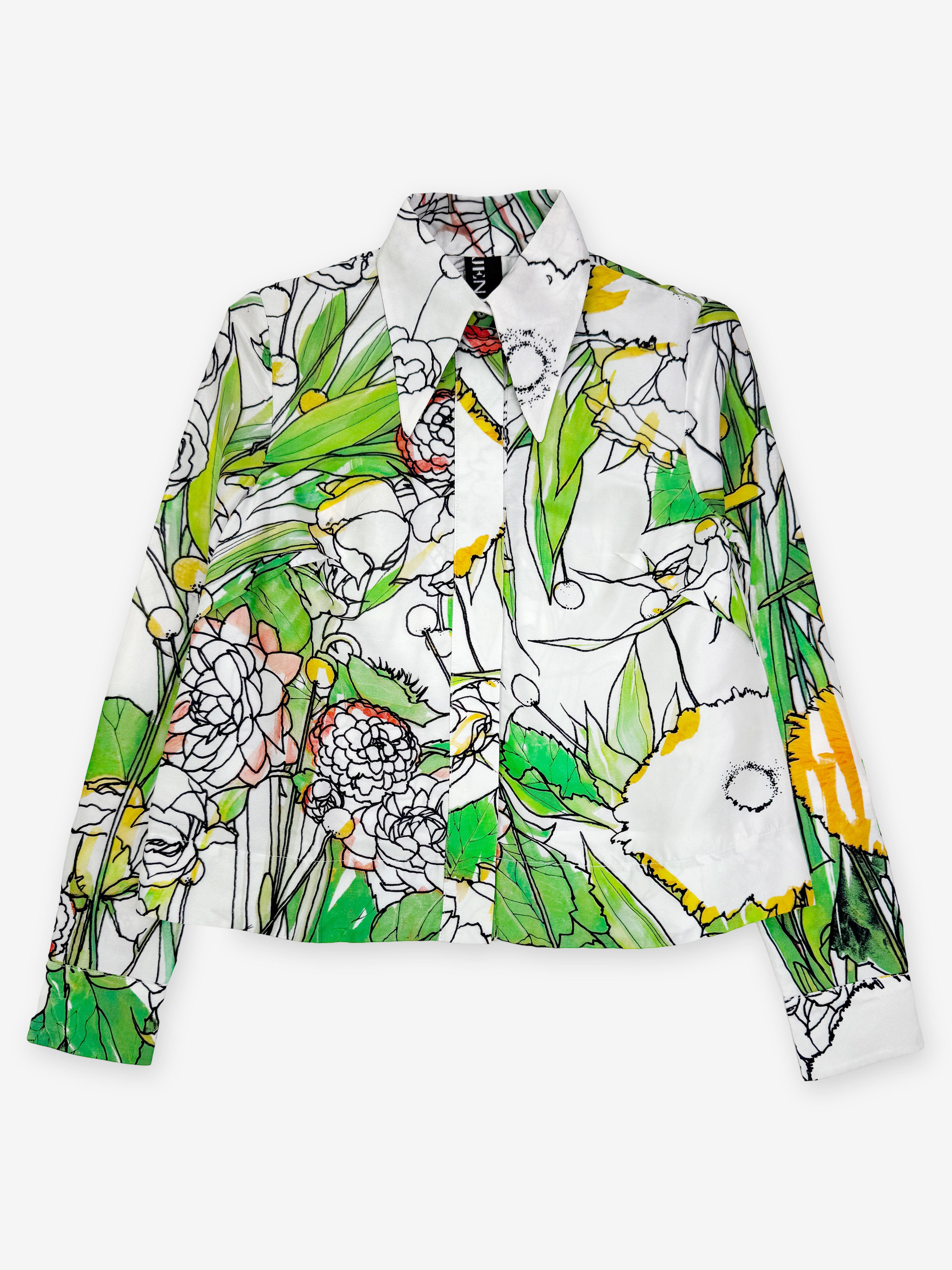 Silk marker pen cropped seventies shirt