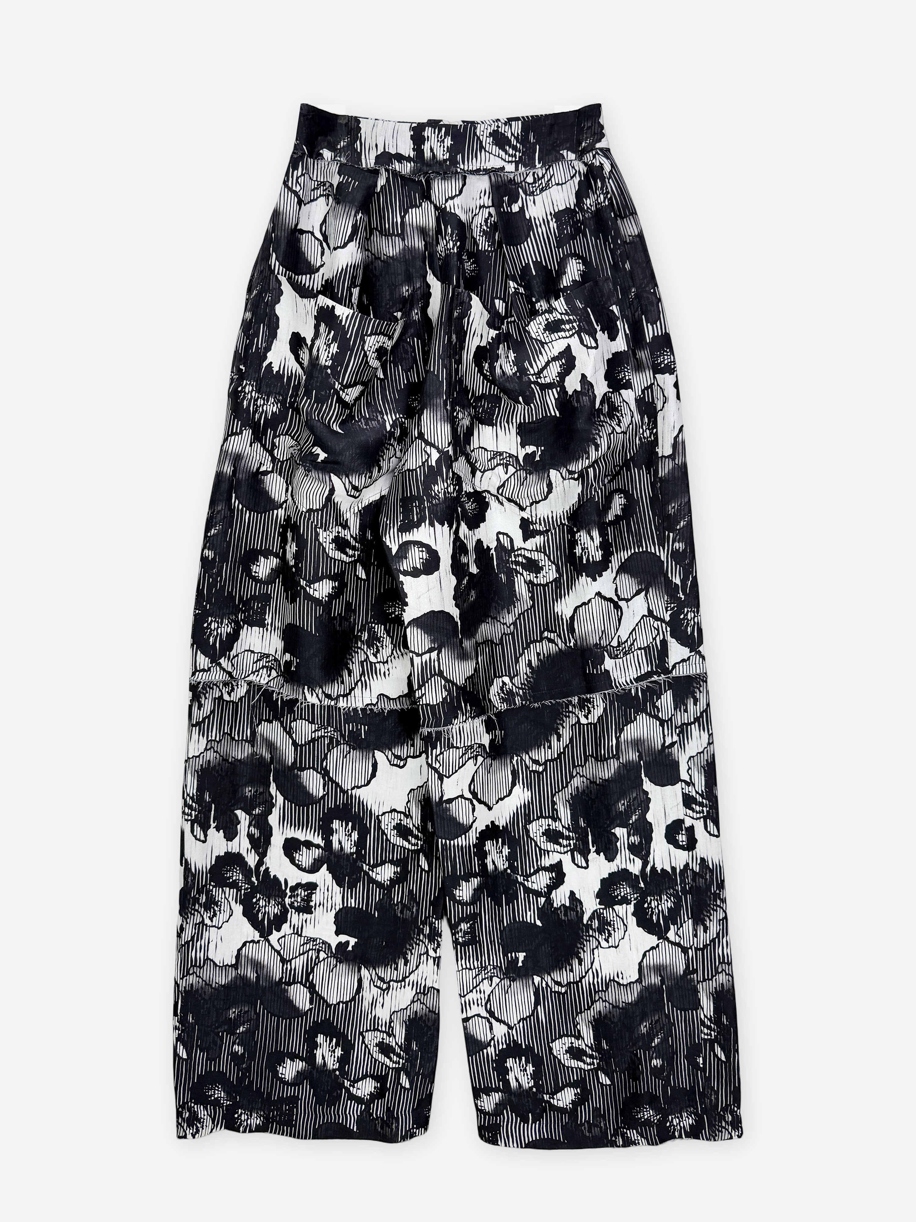 Printed silk wide leg trouser