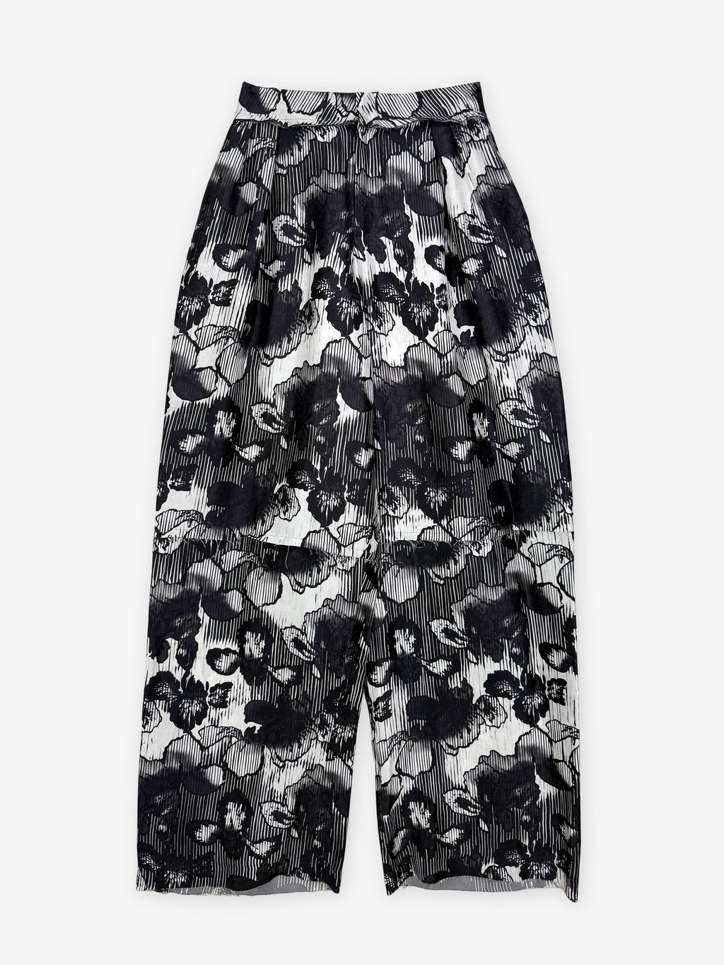 Printed silk wide leg trouser