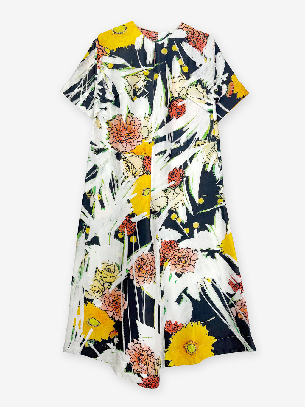 Silk marker pen flower print jumpsuit