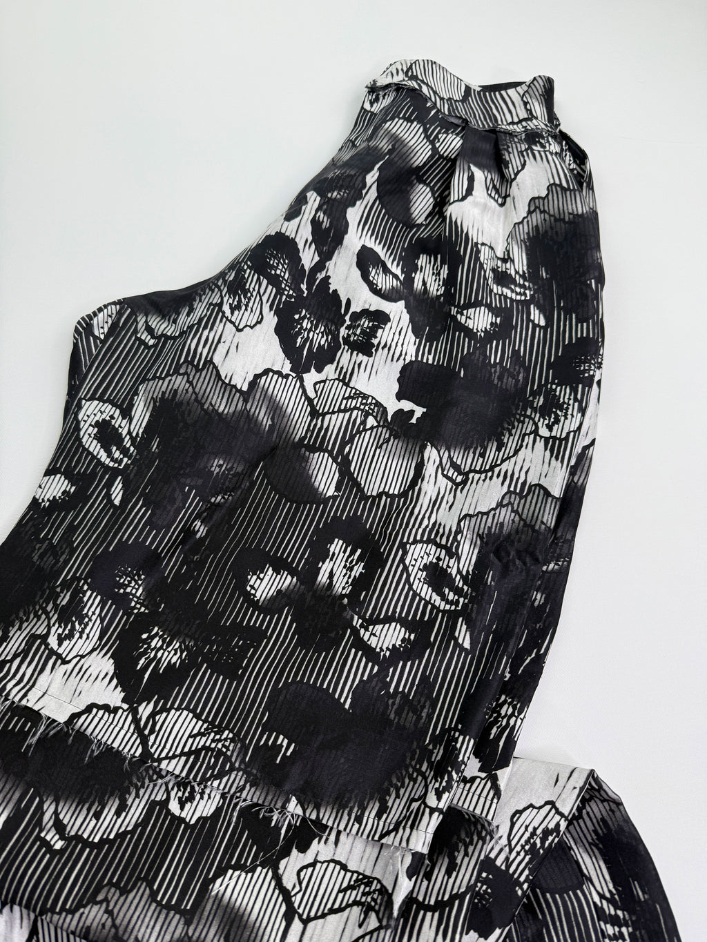 Printed silk wide leg trouser