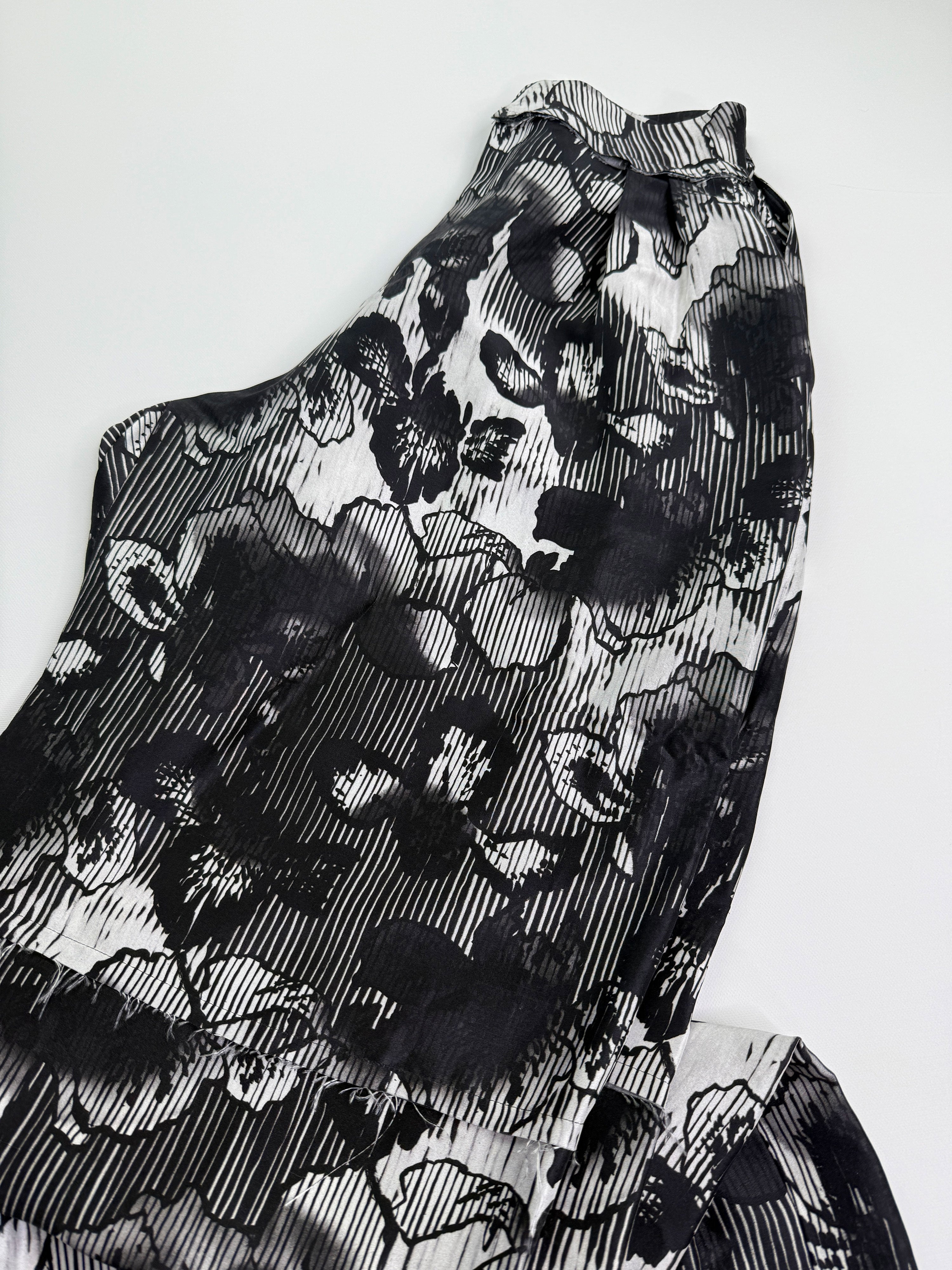 Printed silk wide leg trouser