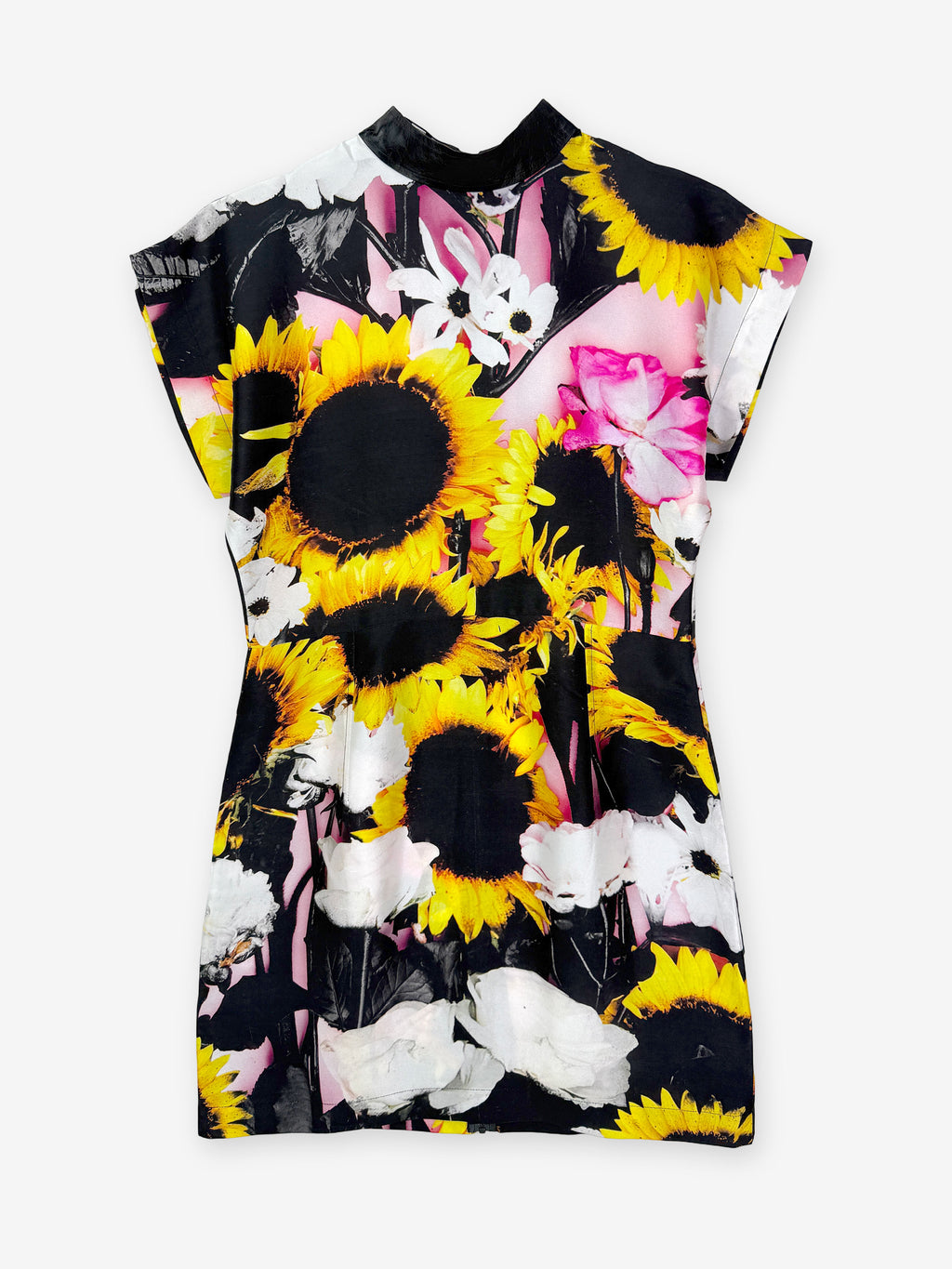 Silk sunflower sixties mini dress