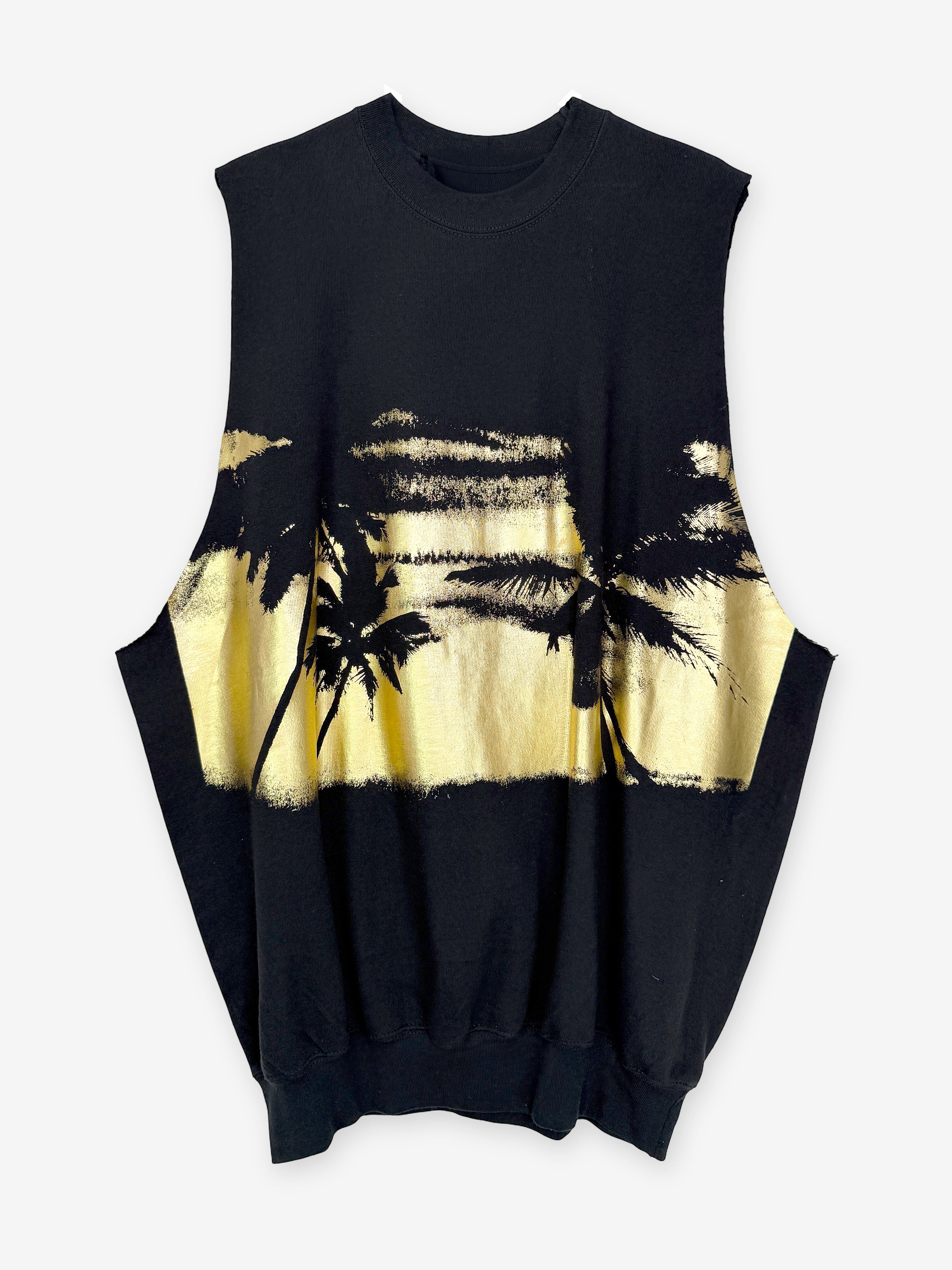 Sunset foil print sleeveless sweat top