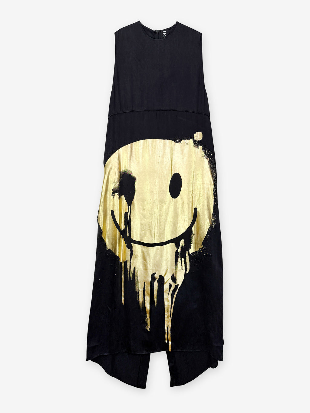 Acid face silk midi dress