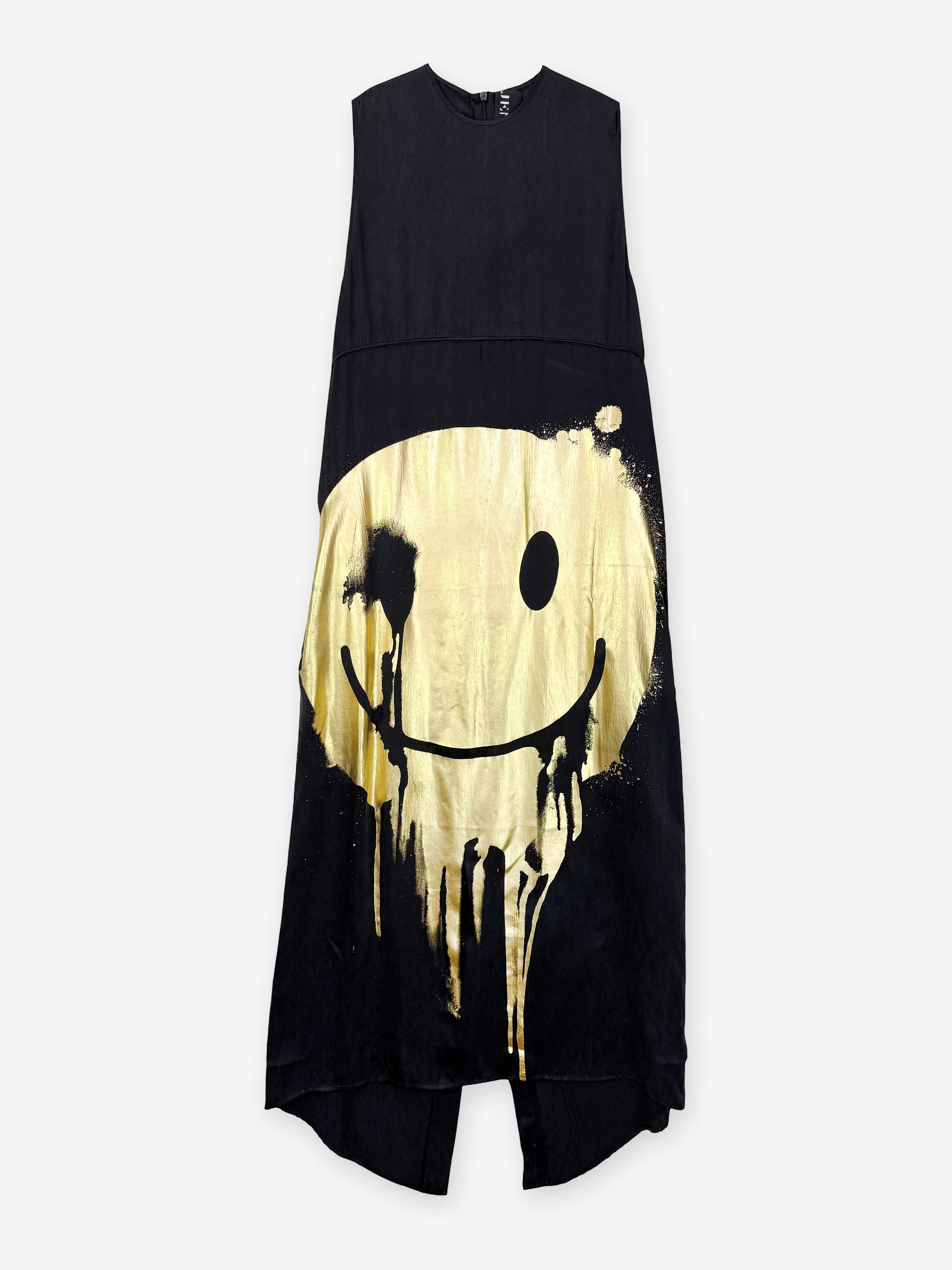 Acid face silk midi dress