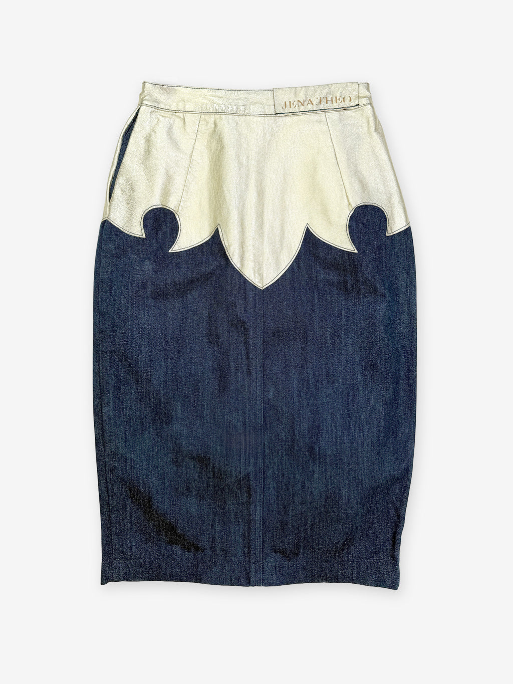 Western yoke denim pencil skirt