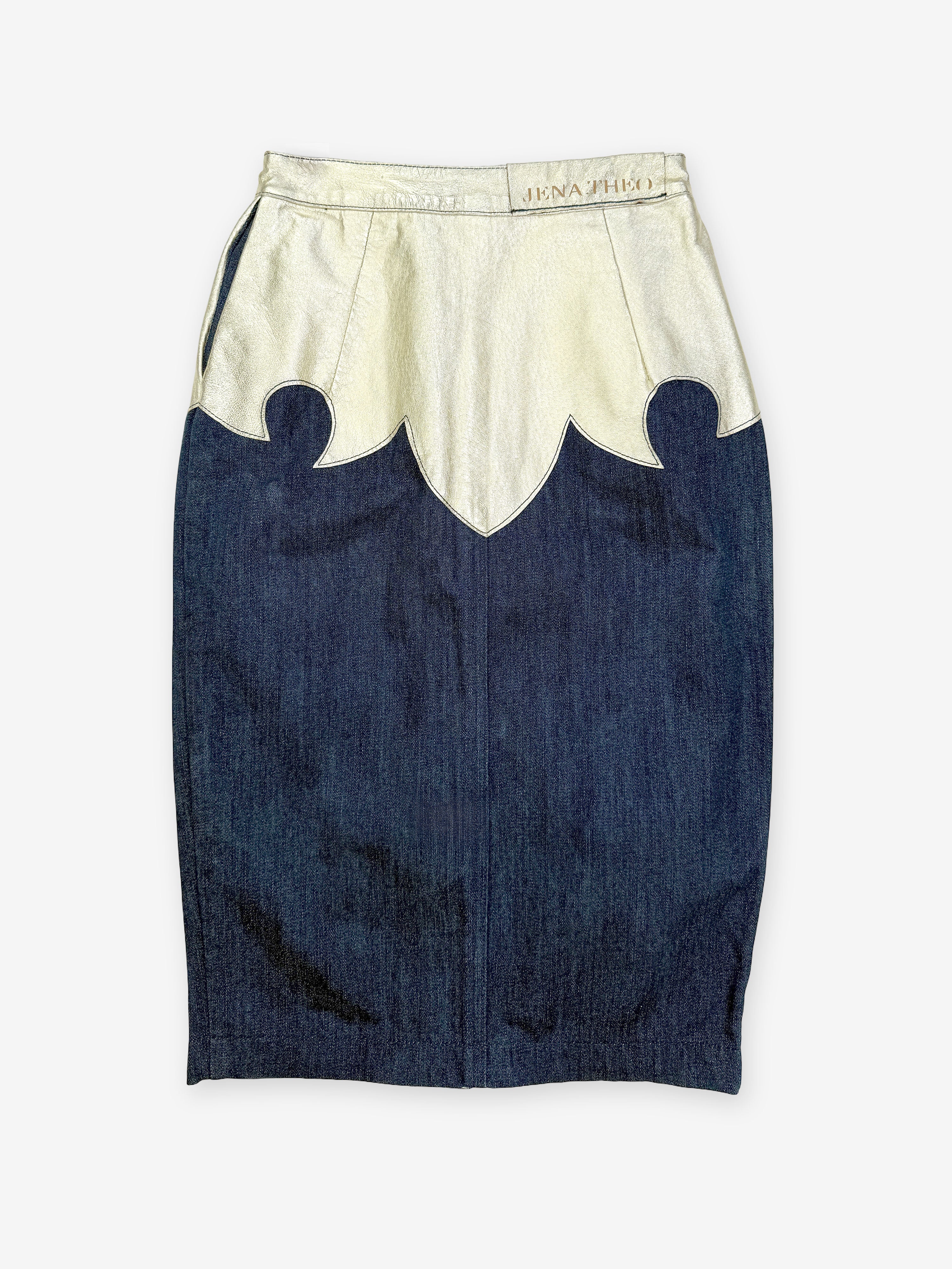 Western yoke denim pencil skirt