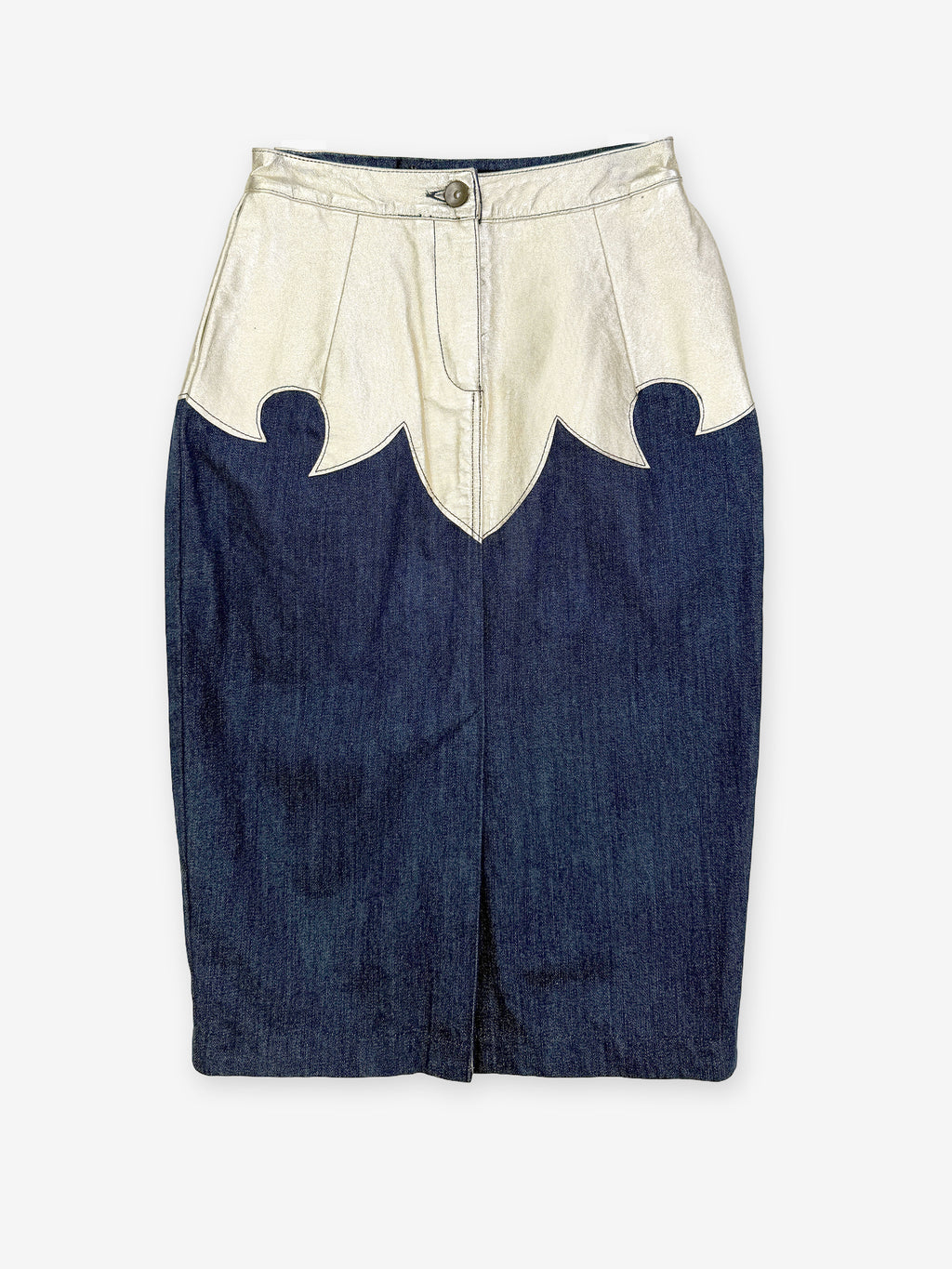 Western yoke denim pencil skirt