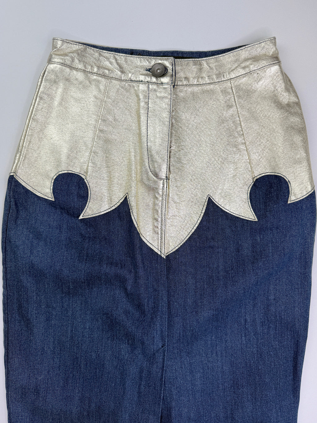 Western yoke denim pencil skirt