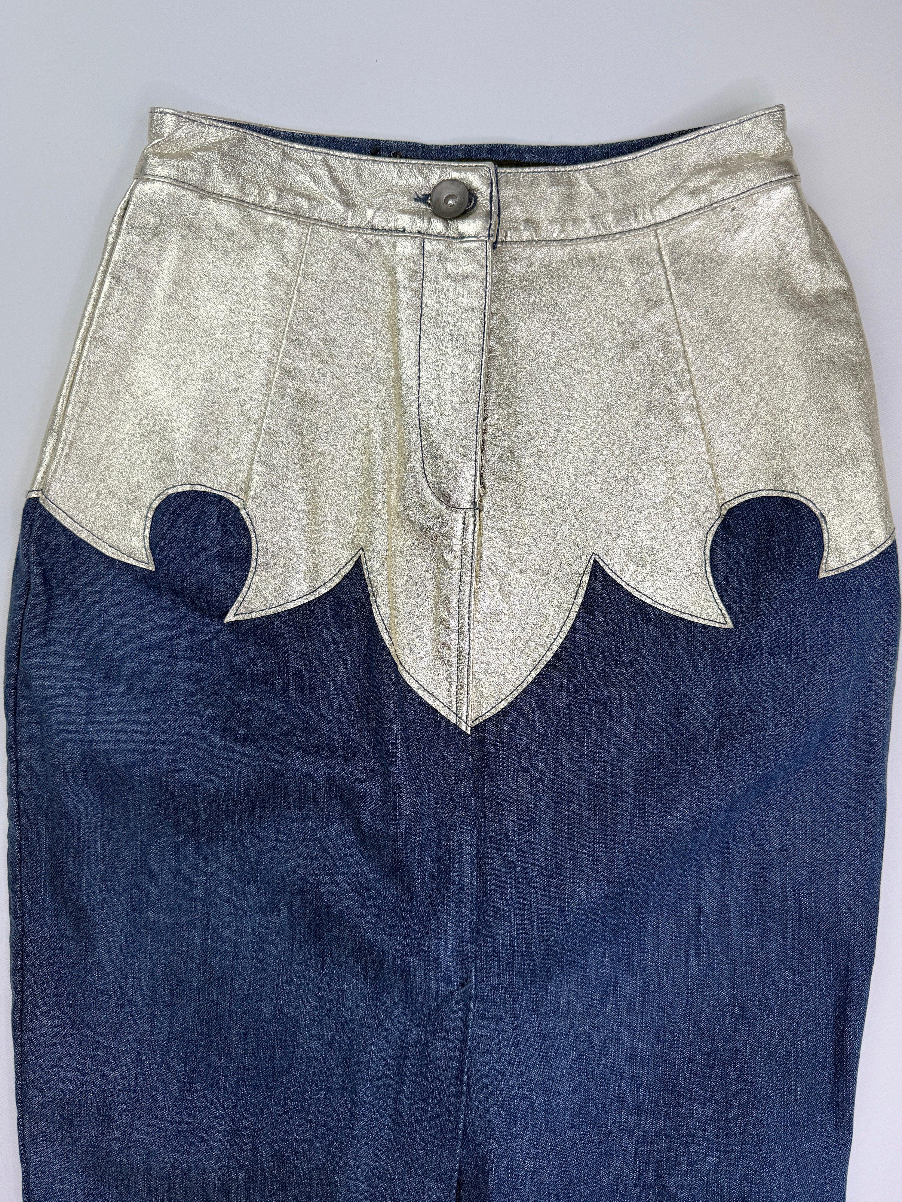 Western yoke denim pencil skirt