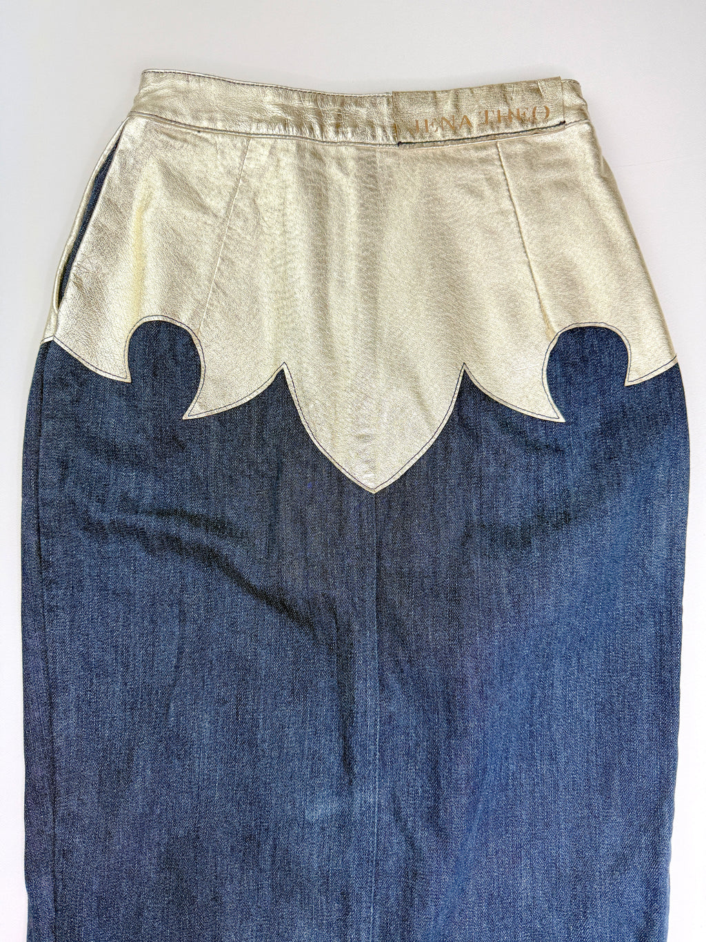 Western yoke denim pencil skirt