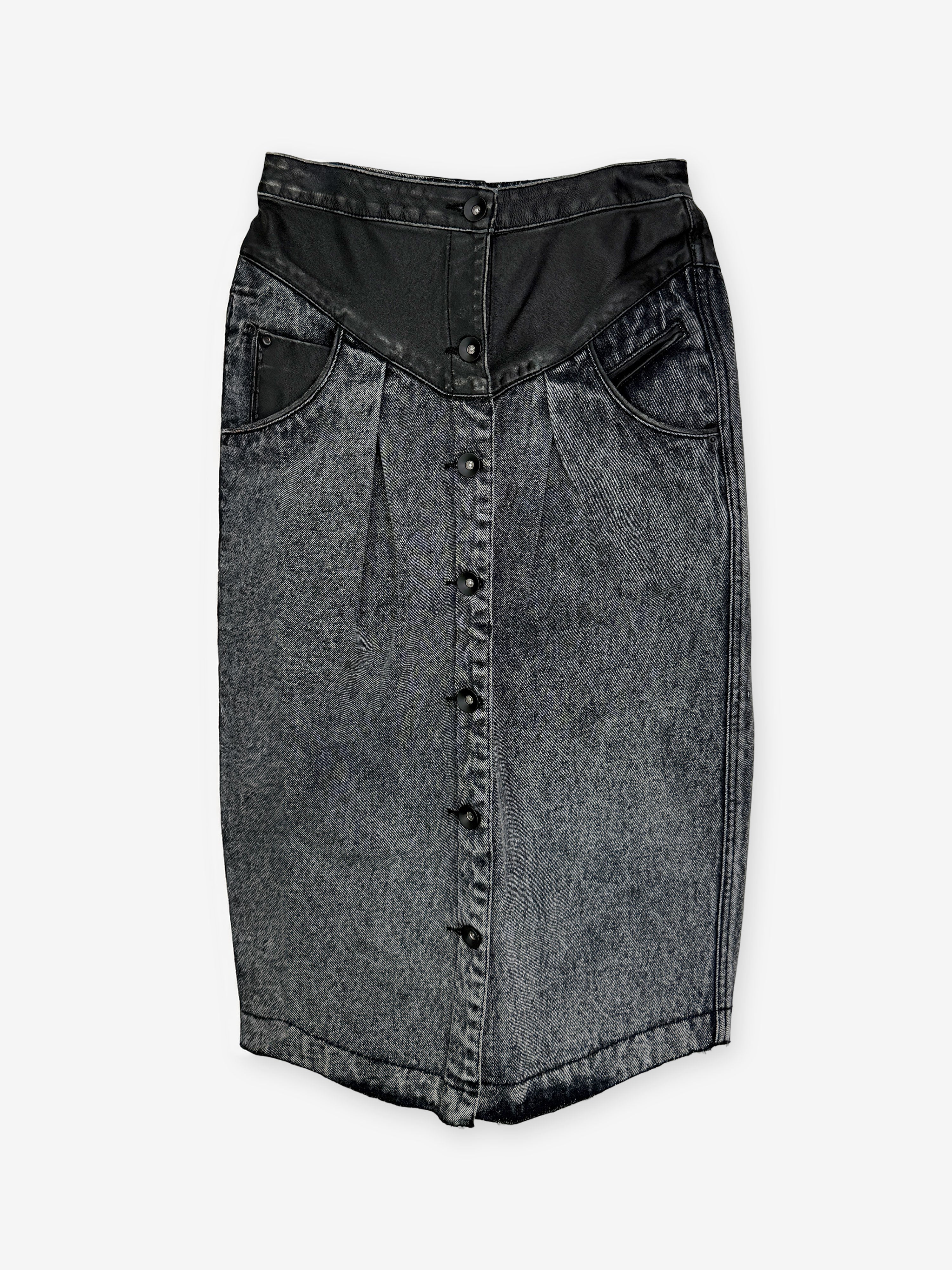 Western yoke denim pencil skirt